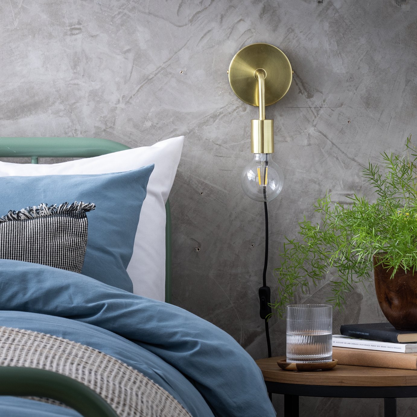 Argos Home Rayner Plug in Wall Light - Brass