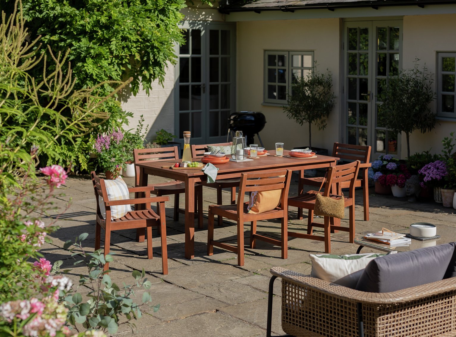 Habitat Amalfi 6 Seater Wooden Patio Set - Brown