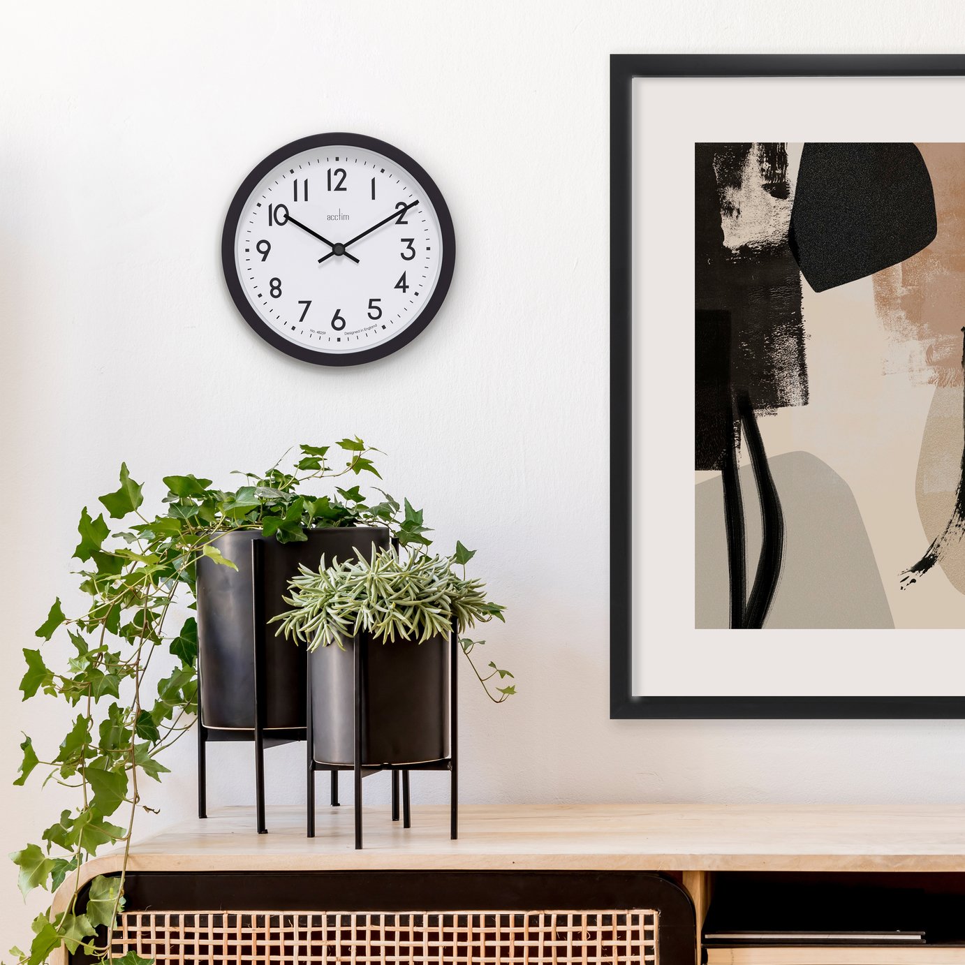 Acctim Elstow Retro Analogue Wall Clock - Black