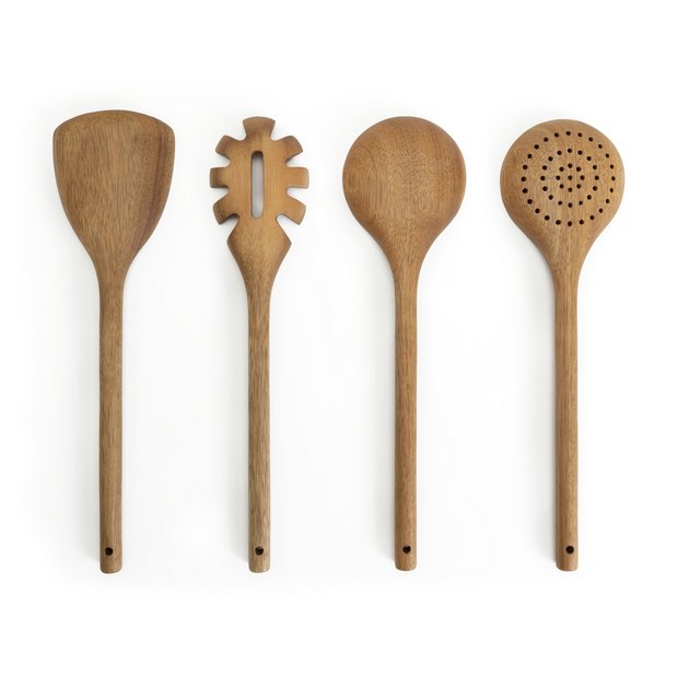Buy Habitat Global 4 Piece Wooden Utensils Set - Natural | Kitchen utensils | Habitat