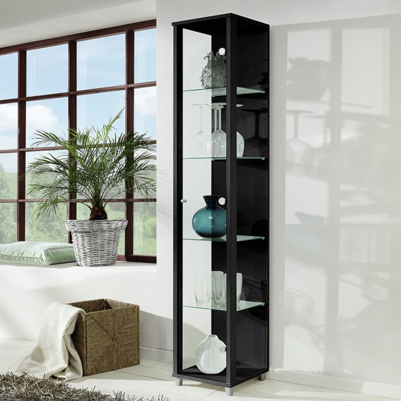 Argos Home 4 Shelf 1 Door Display Cabinet - Black