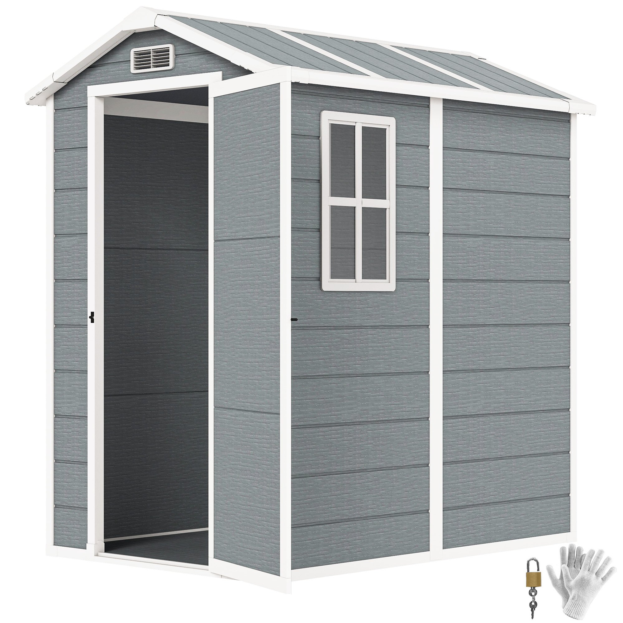 Outsunny Garden Shed for Outdoor Patio Storage with Vents - Grey