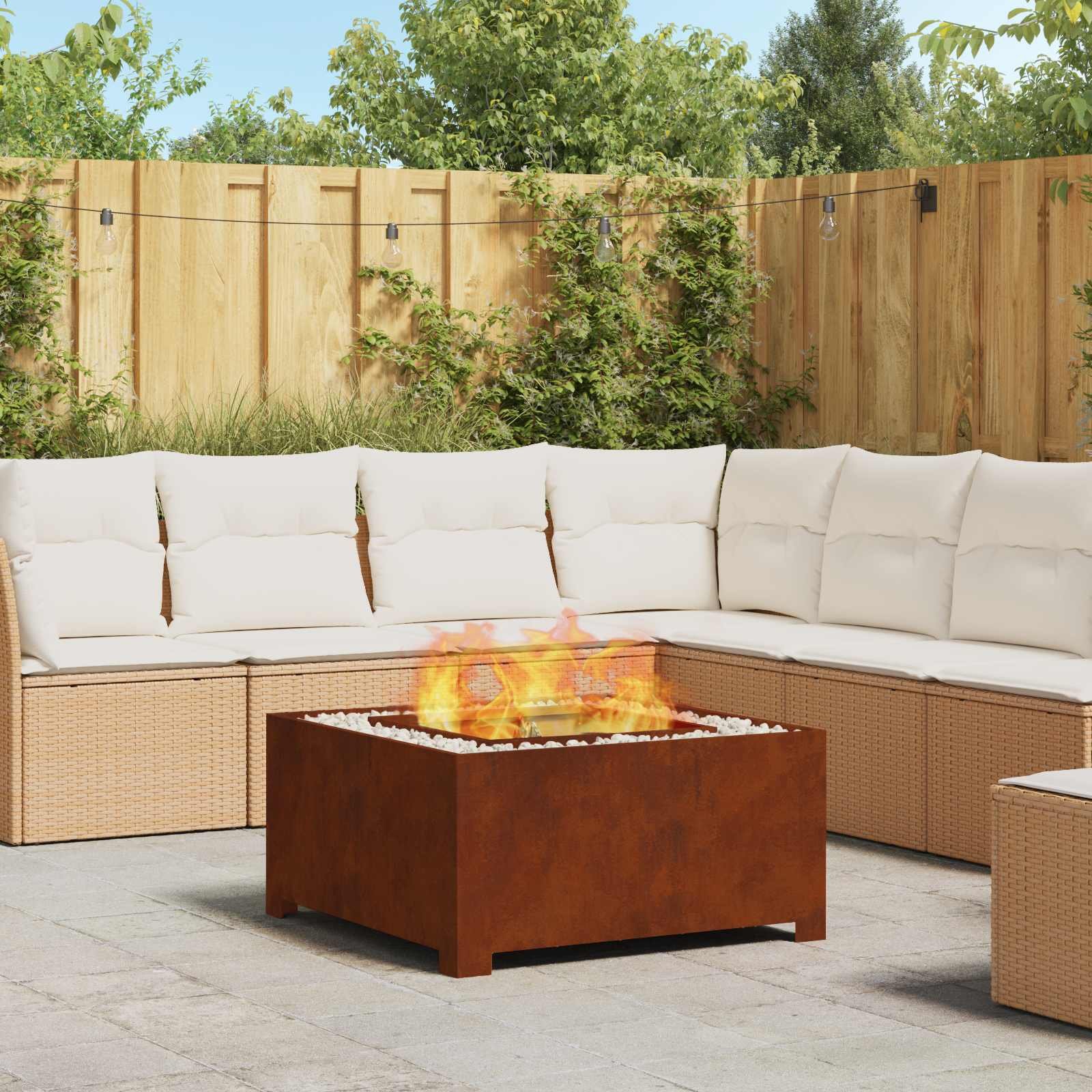 Walplus Steel Fire Pit Weathering - Brown - 80 x 80 x 40 cm