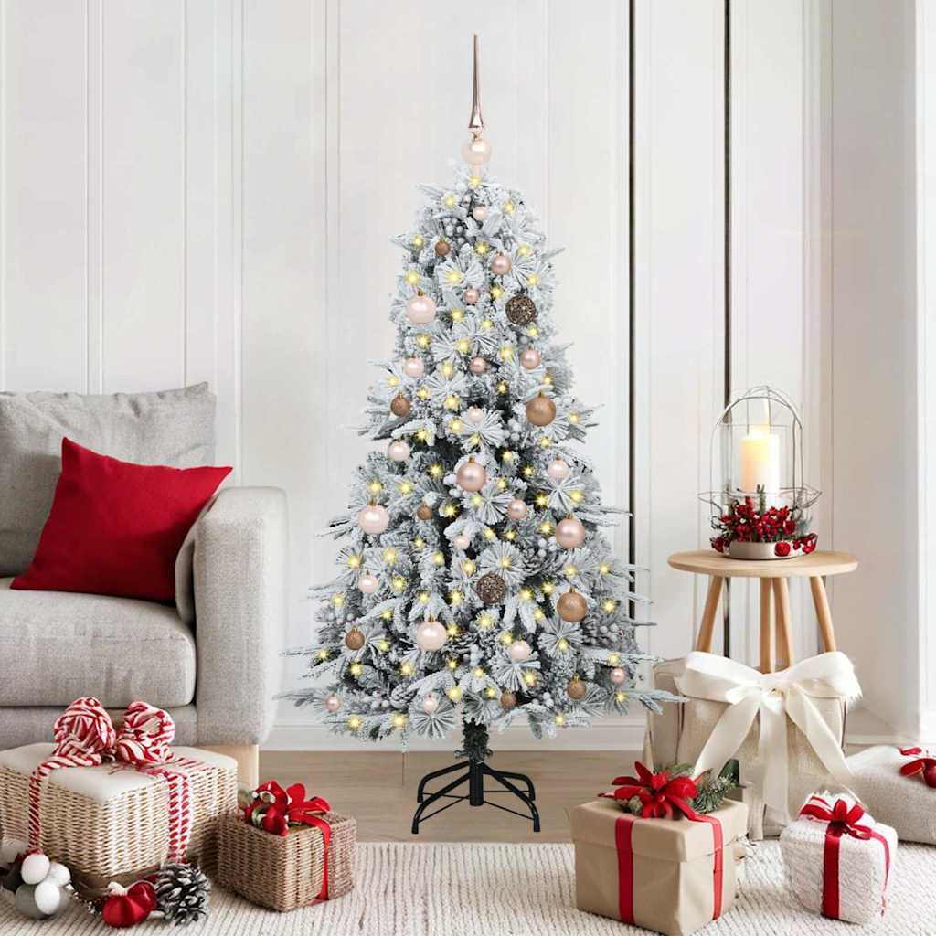 Walplus 150 LED Bulbs Hinged Artificial Christmas Tree - White - 150 cm