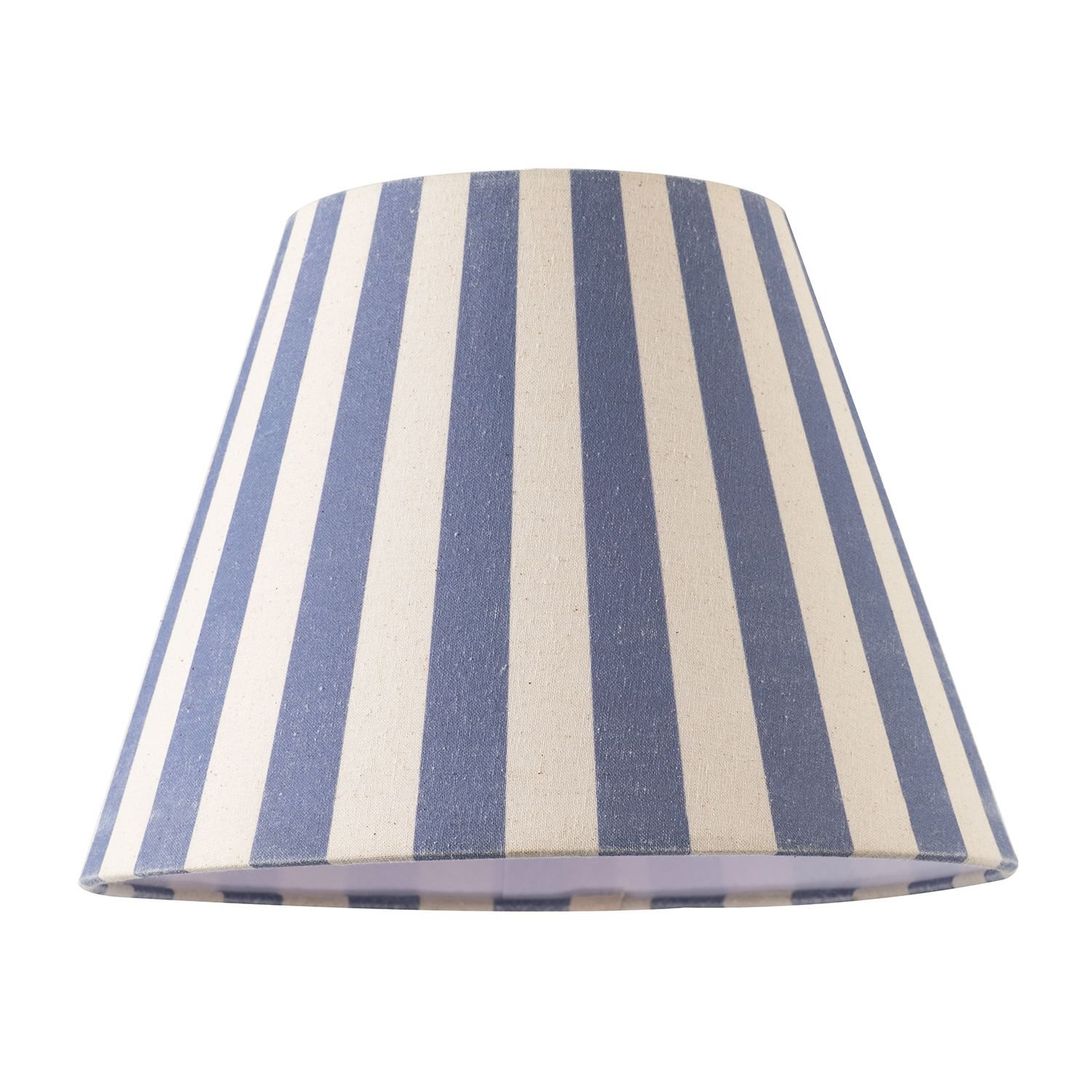 Happy Homewares Amparo Blue and Oatmeal Linen Striped Coolie Lampshade - 25cm