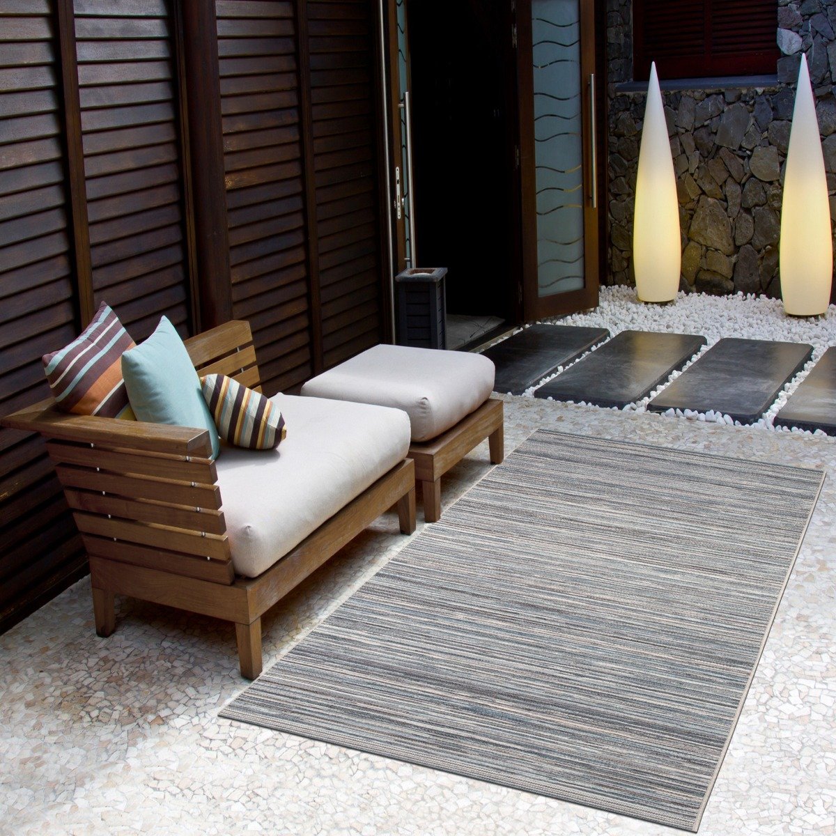 Mega Flooring Blue Striped Striped Rug - 80 x 150cm