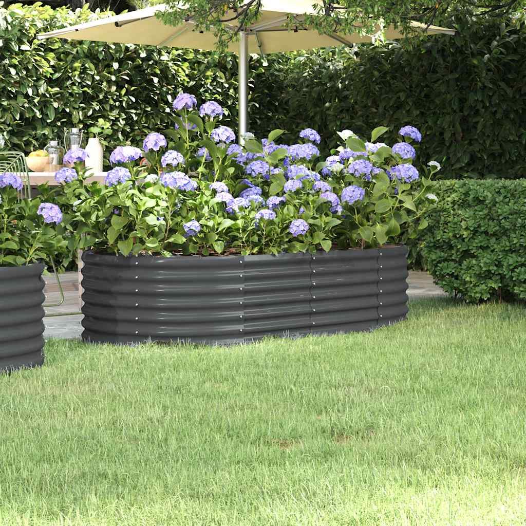 Walplus Galvanised Steel Raised Garden Bed - Anthracite - 152 x 80 x 36 cm