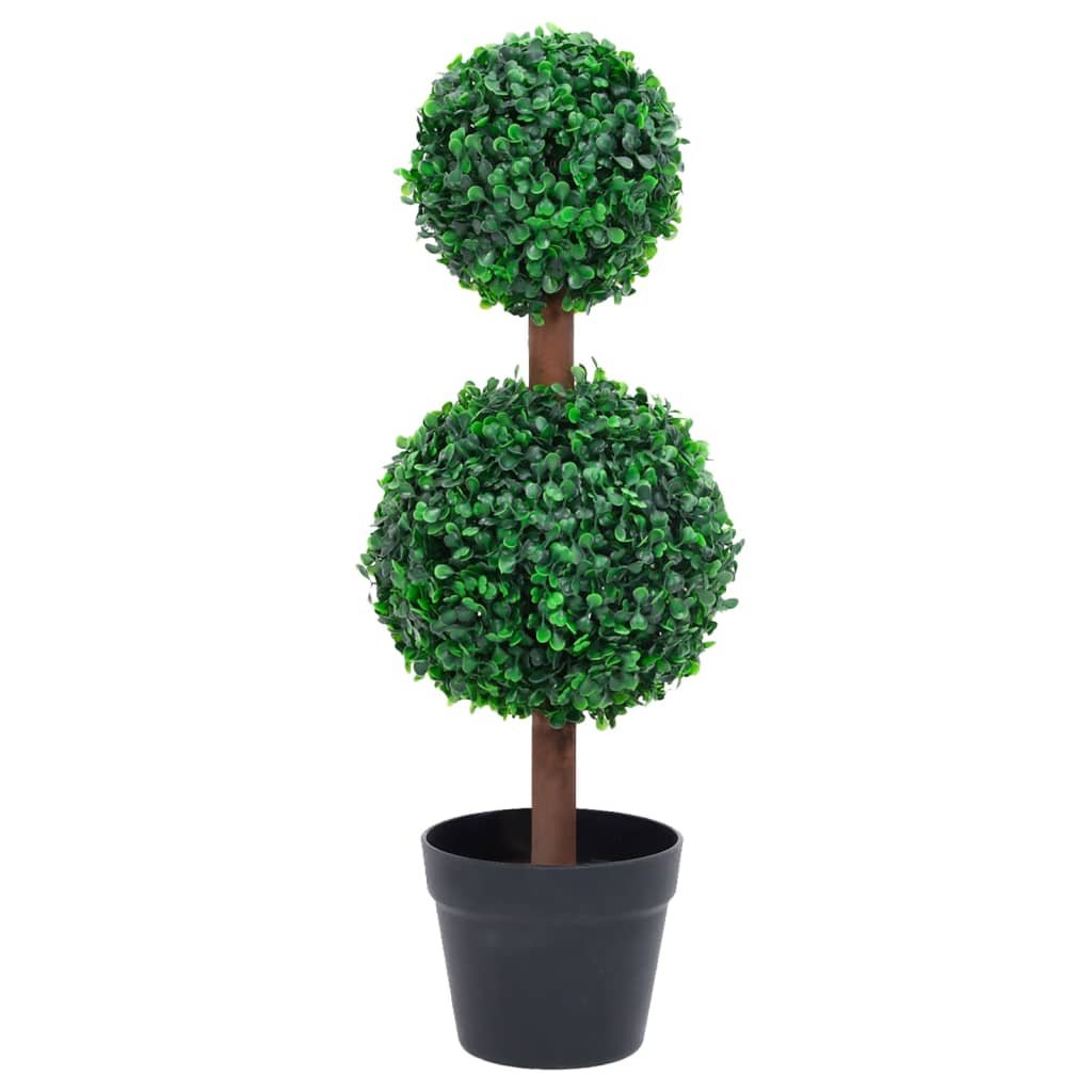 Walplus Artificial Boxwood Plant with Pot Ball Shaped - Green - 60 cm