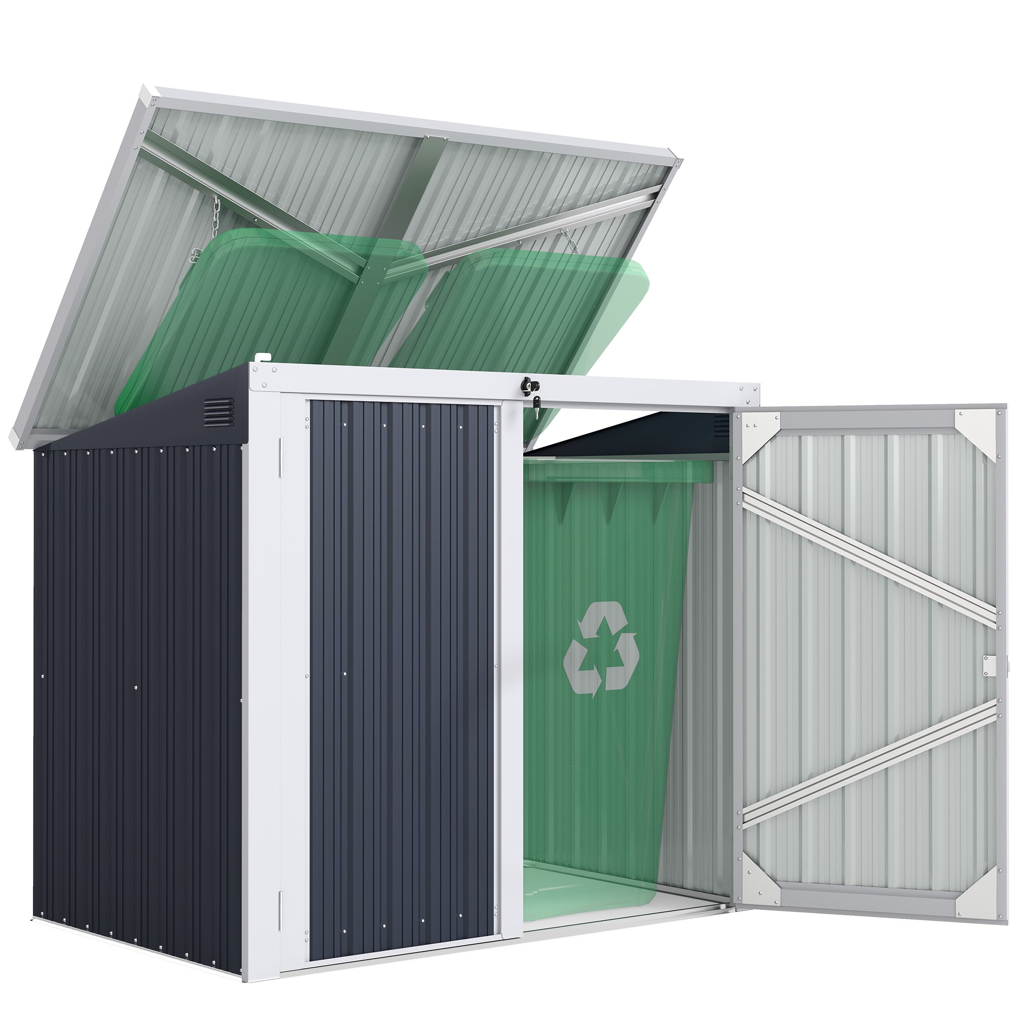 Outsunny Metal Waterproof Garden Shed with Chain Lid - Black