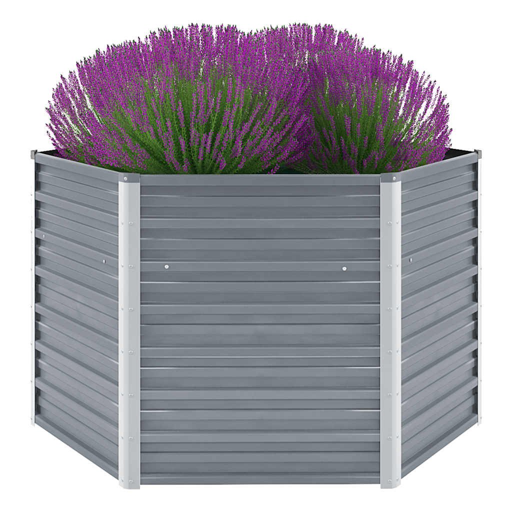 Walplus Galvanised Steel Raised Garden Bed - Grey - 129 x 129 x 77 cm