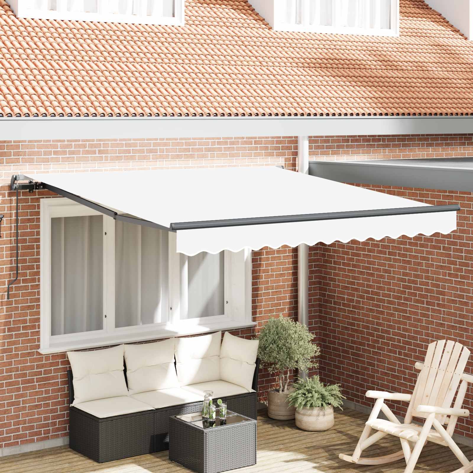 Walplus Aluminium Retractable Awning - White - 300 x 250 cm