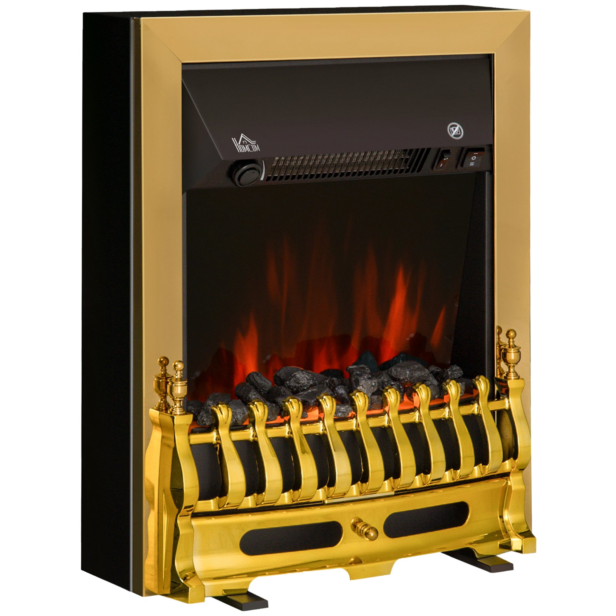 HOMCOM LED Electric Fireplace with LED Light - Golden