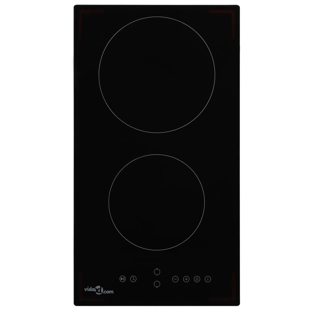 Walplus Black 2 Burner Hob with Touch Control 3000W - 29 x 52 x 5.2cm