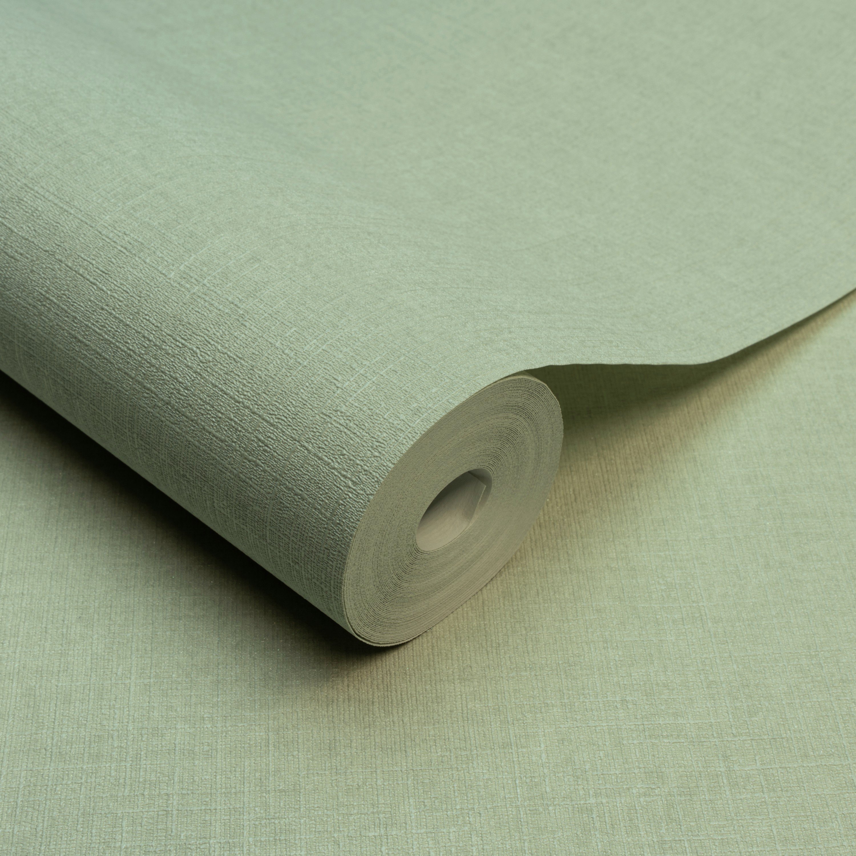 Grandeco Solena Brushed Check Weave Hessian Textured Wallpaper - Sage Green