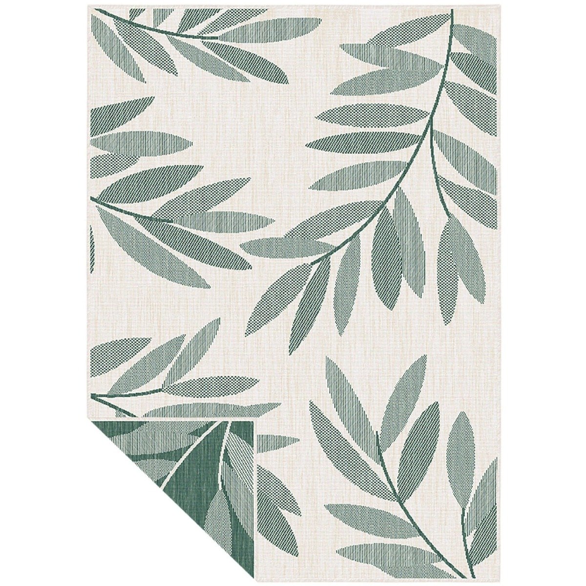 The Rugs Green Duo Weave Trailing Leaves Reversible Rug - 120 x 170cm