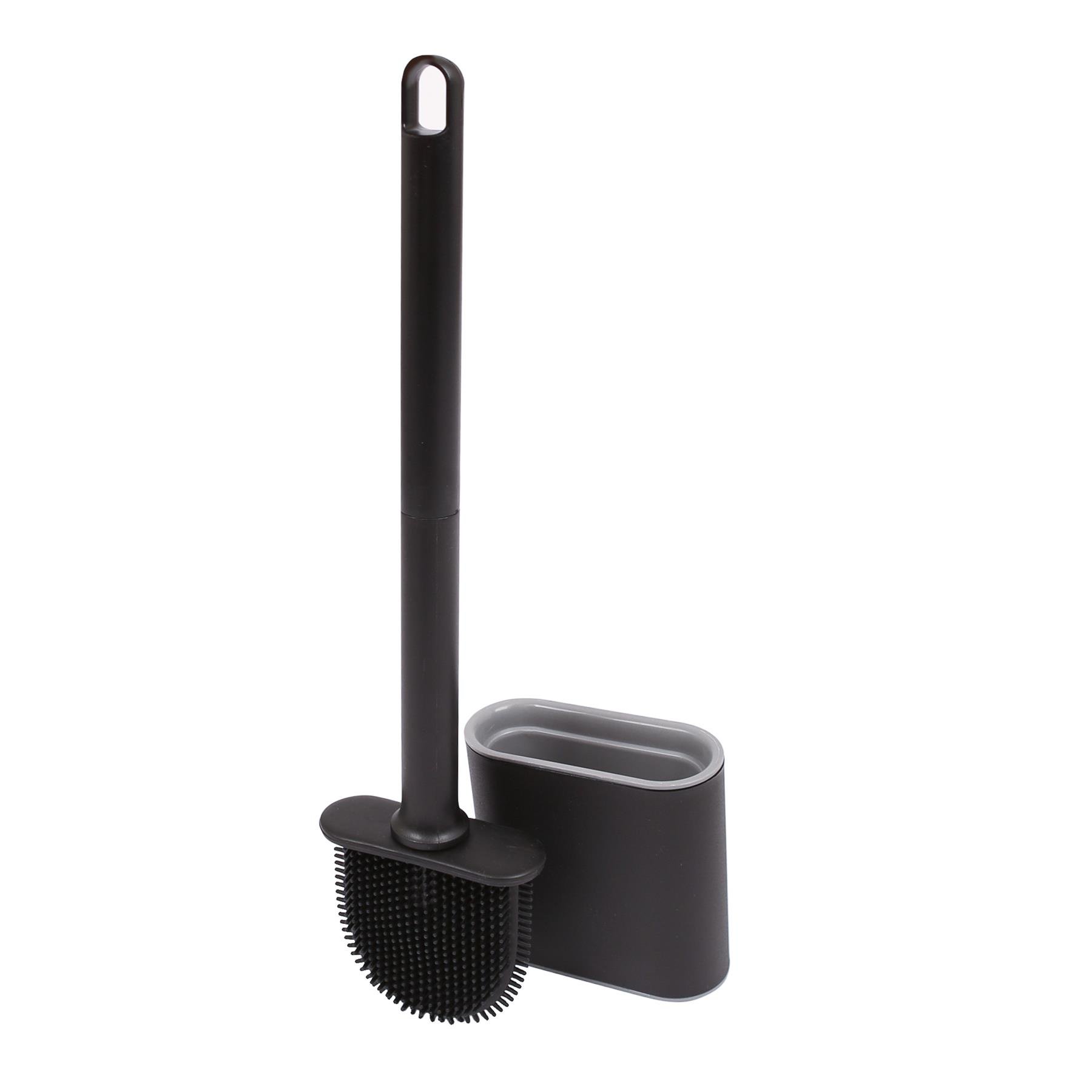 Harbour Housewares Wall-Mounted Toilet Brush and Holder Set - Black