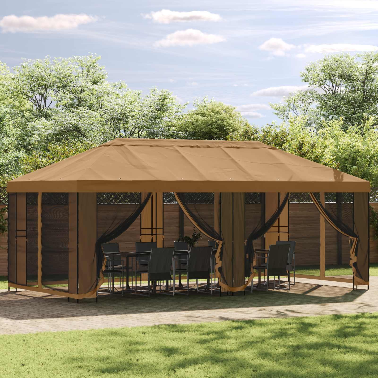 Walplus 6 x 3 m Garden Gazebo Steel Frame - Black