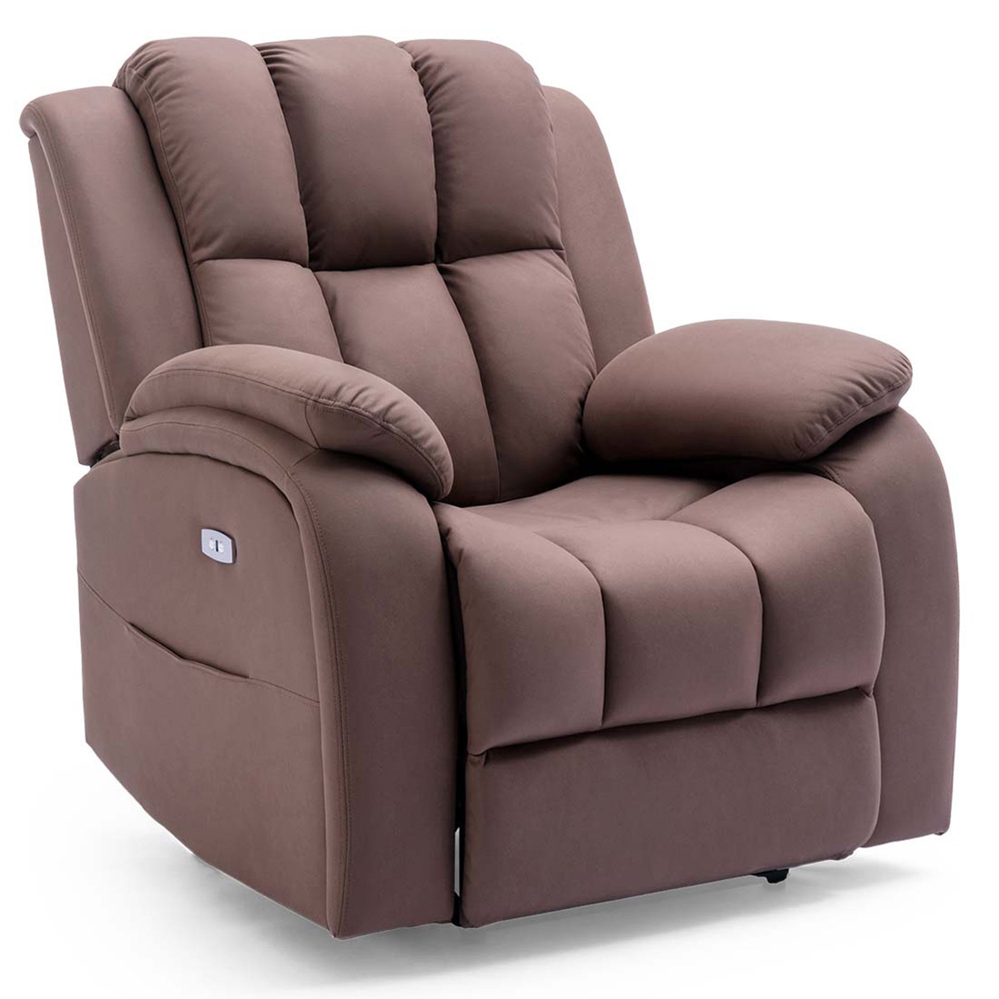 Furniture Online Brookline Electric Tech Fabric Recliner USB Chair - Mocha