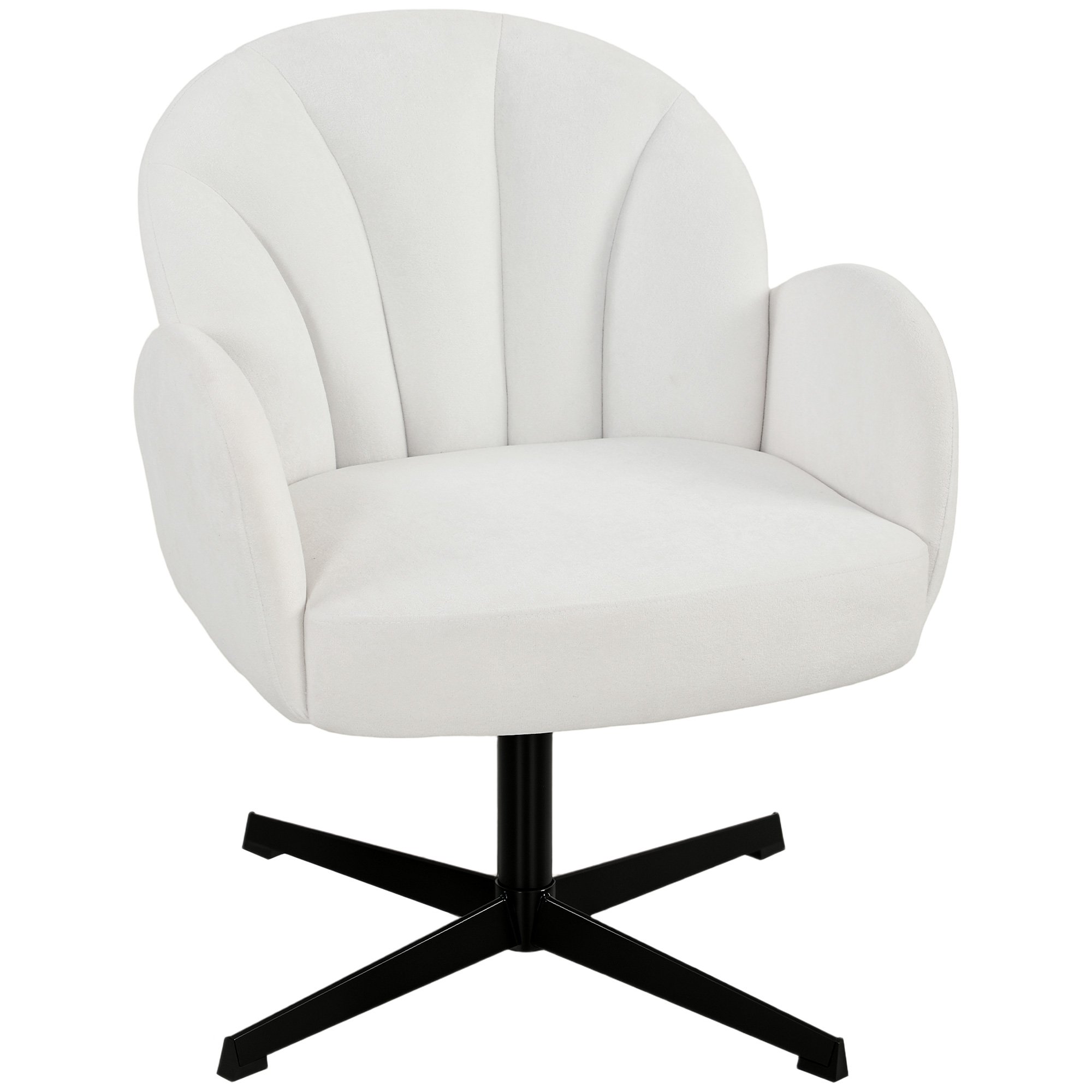HOMCOM Velvet Modern Swivel Accent Chair with Spring Cushion - Cream