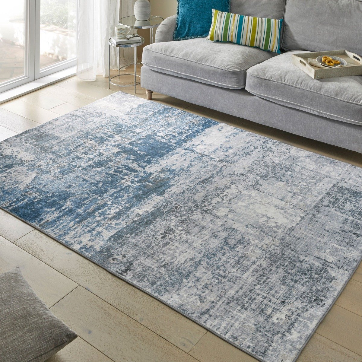 Mega Flooring Blue Modern Abstract Rug - 120 x 180cm
