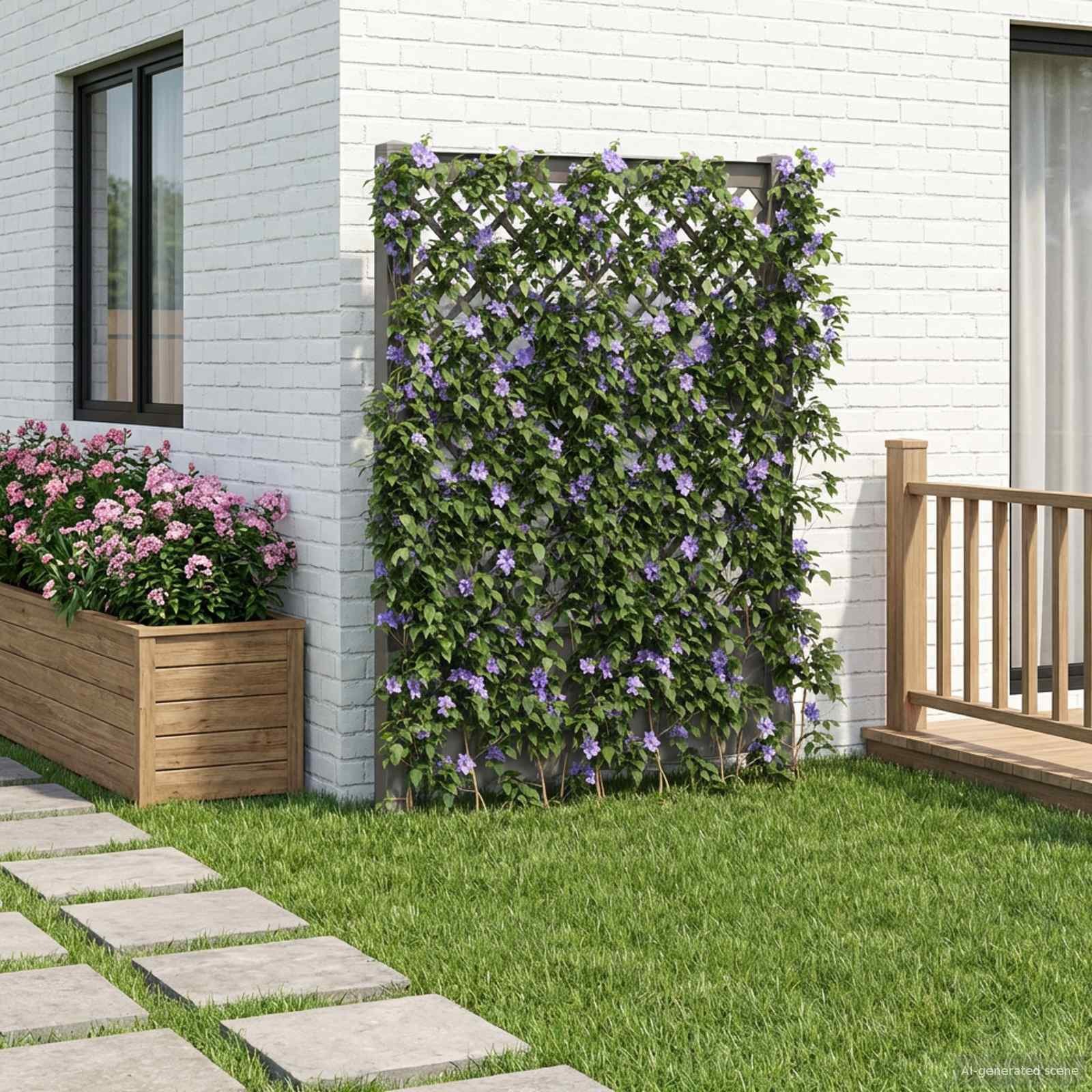 Walplus Polypropylene Garden Trellis - Grey - 99 x 6 x 165 cm