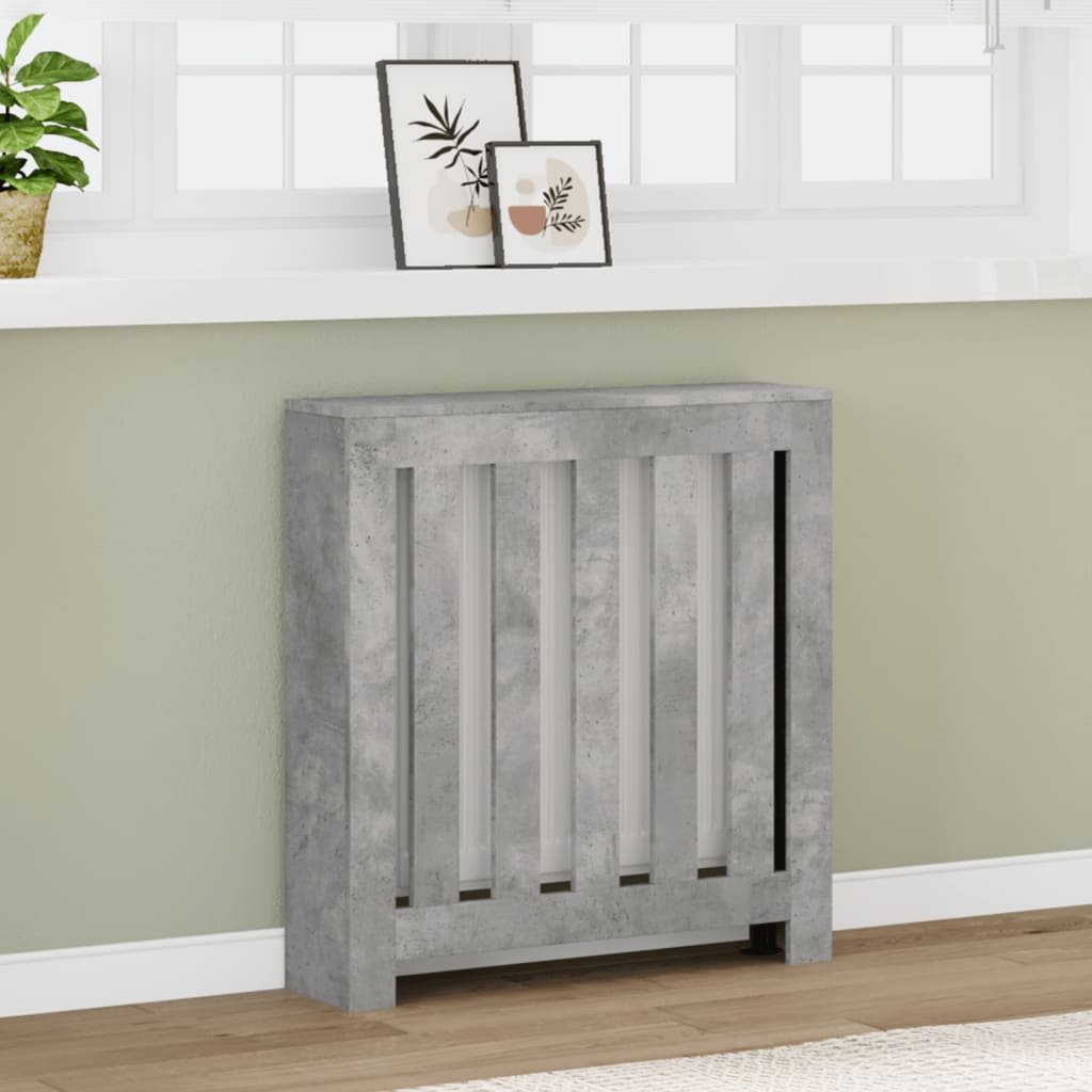 Walplus Vertical Slats Radiator Cover - Concrete Grey - 78 x 20 x 82 cm