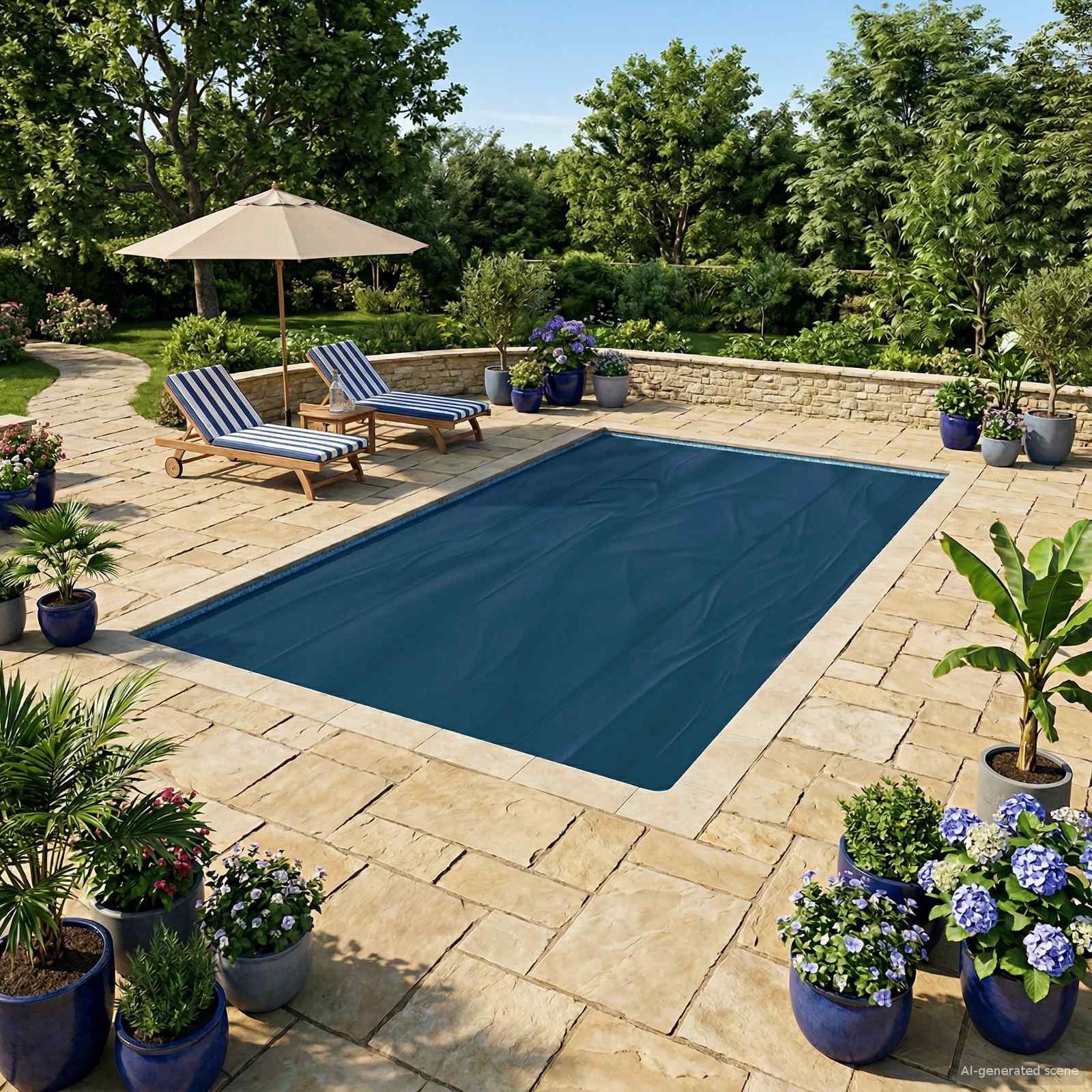 Walplus Square Polyethylene Solar Pool Cover - Black and Blue - 260 x 160 cm