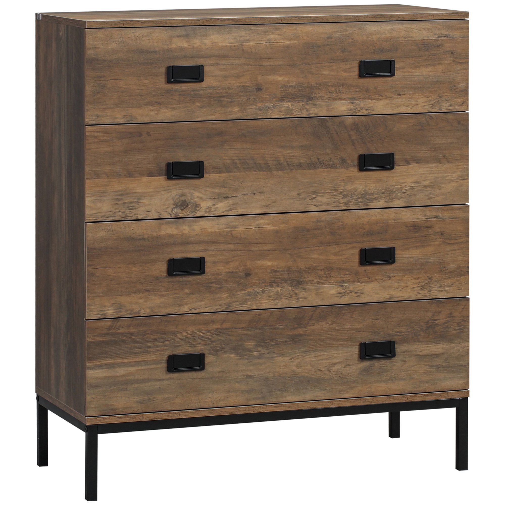 HOMCOM 4 Drawer Storage Organiser Unit with Metal Frame - Brown