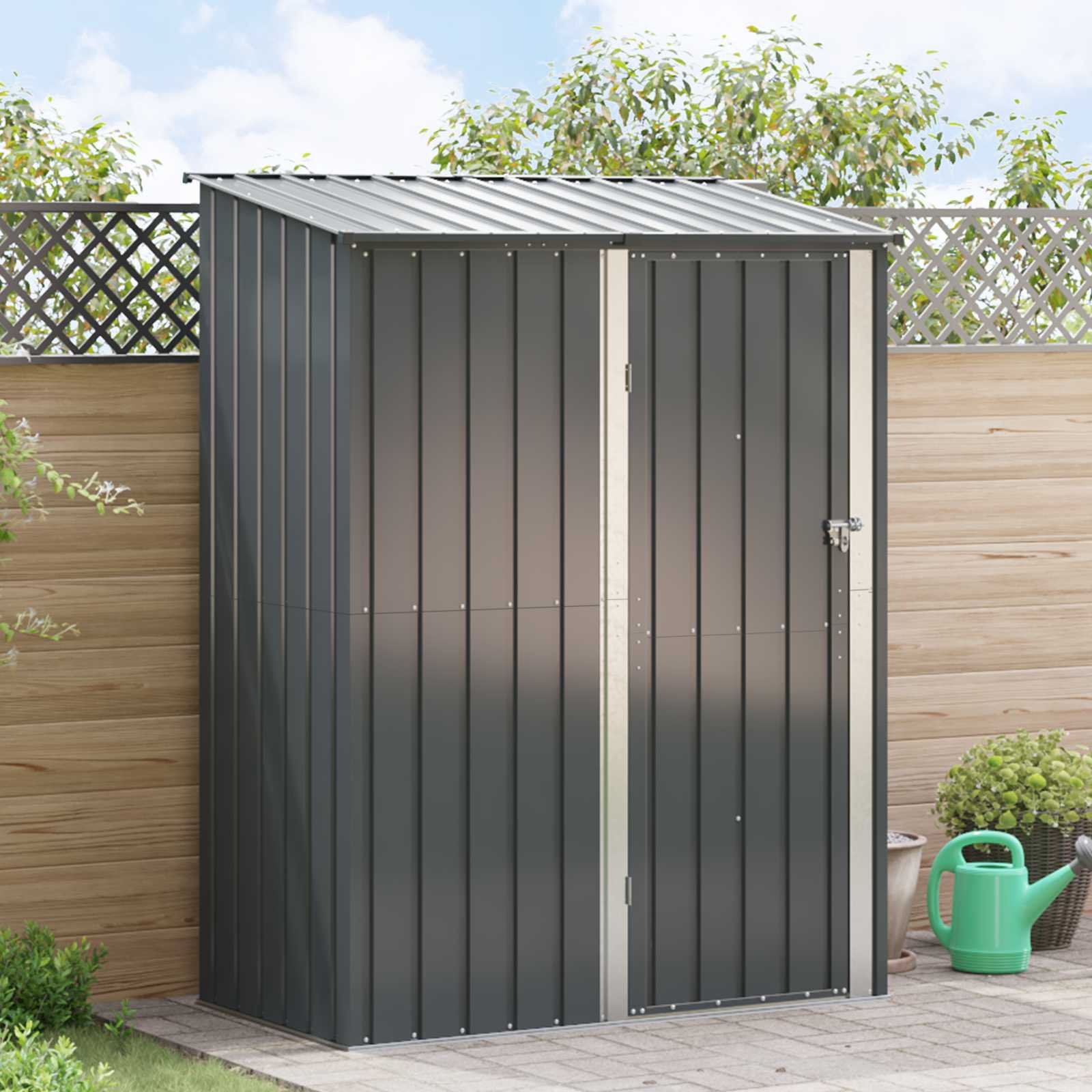 Walplus Garden Sheds Metal - Anthracite - 153.5 x 86 x 200 cm