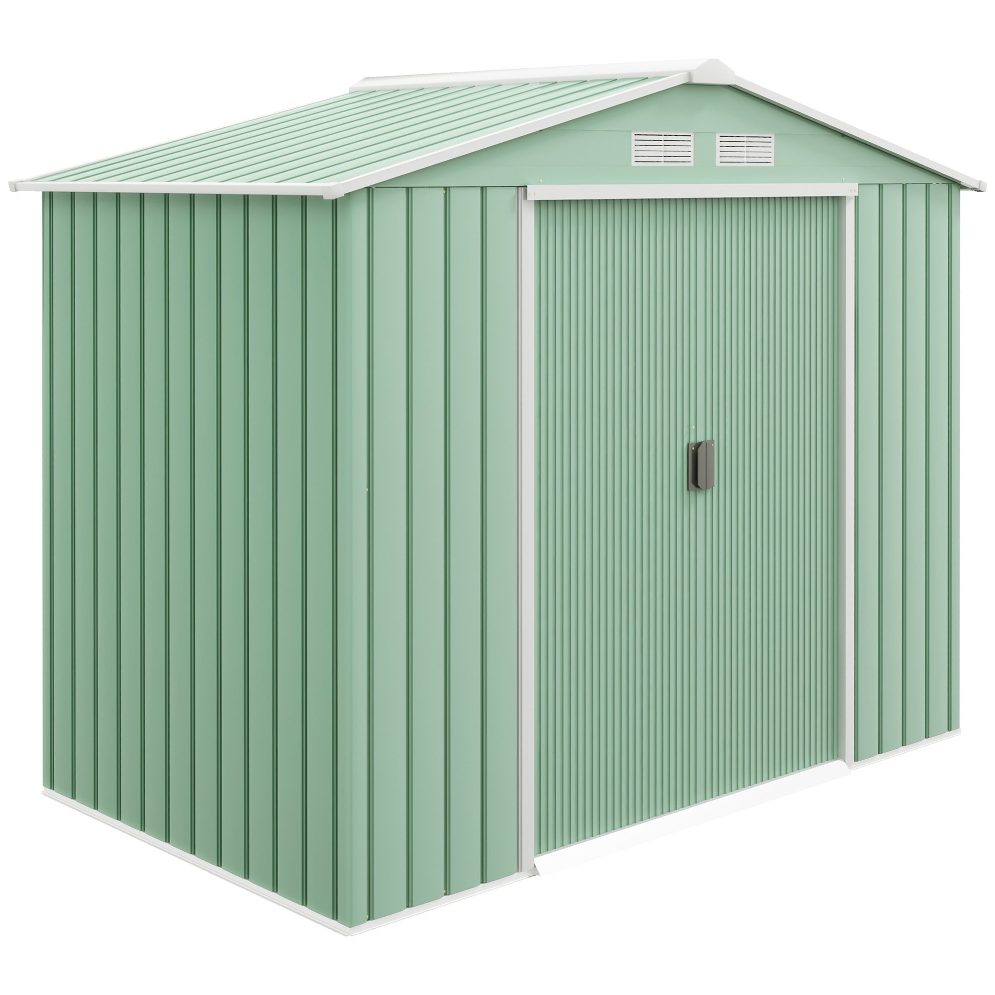 Outsunny Metal Waterproof Garden Shed for Patio Lawn with Vents - Light Green