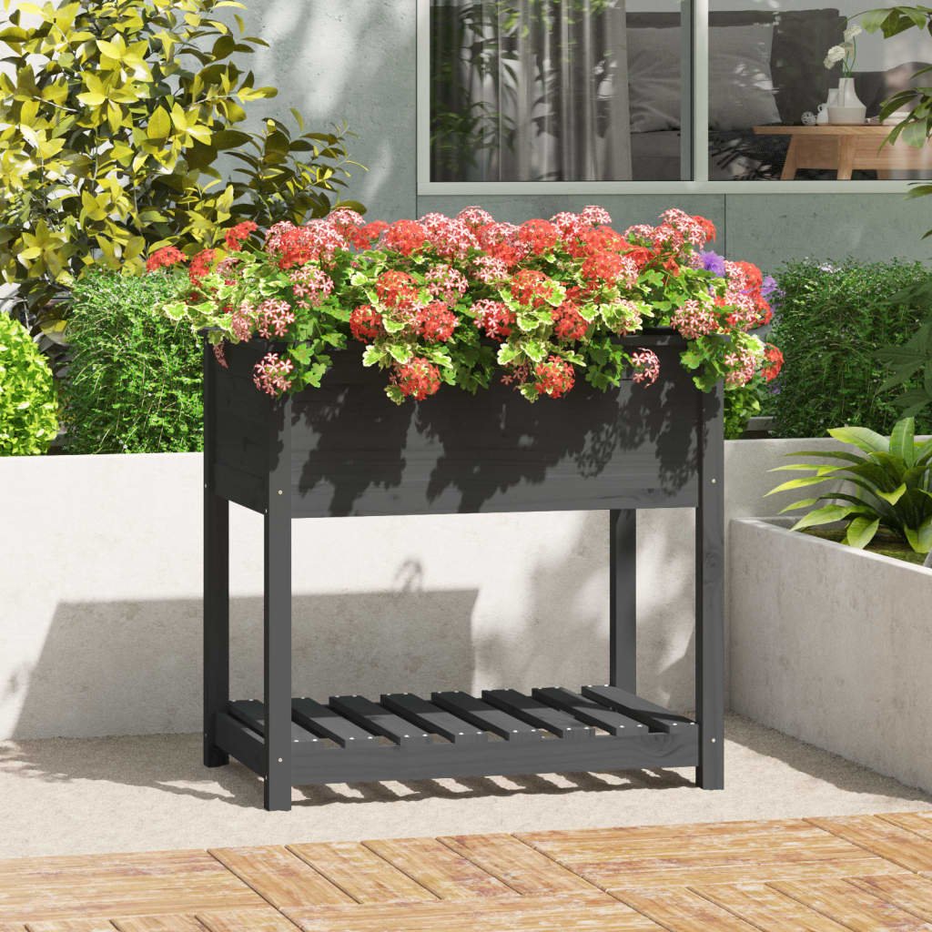 Walplus Wood Garden Planter - Grey - 82.5 x 54 x 81 cm