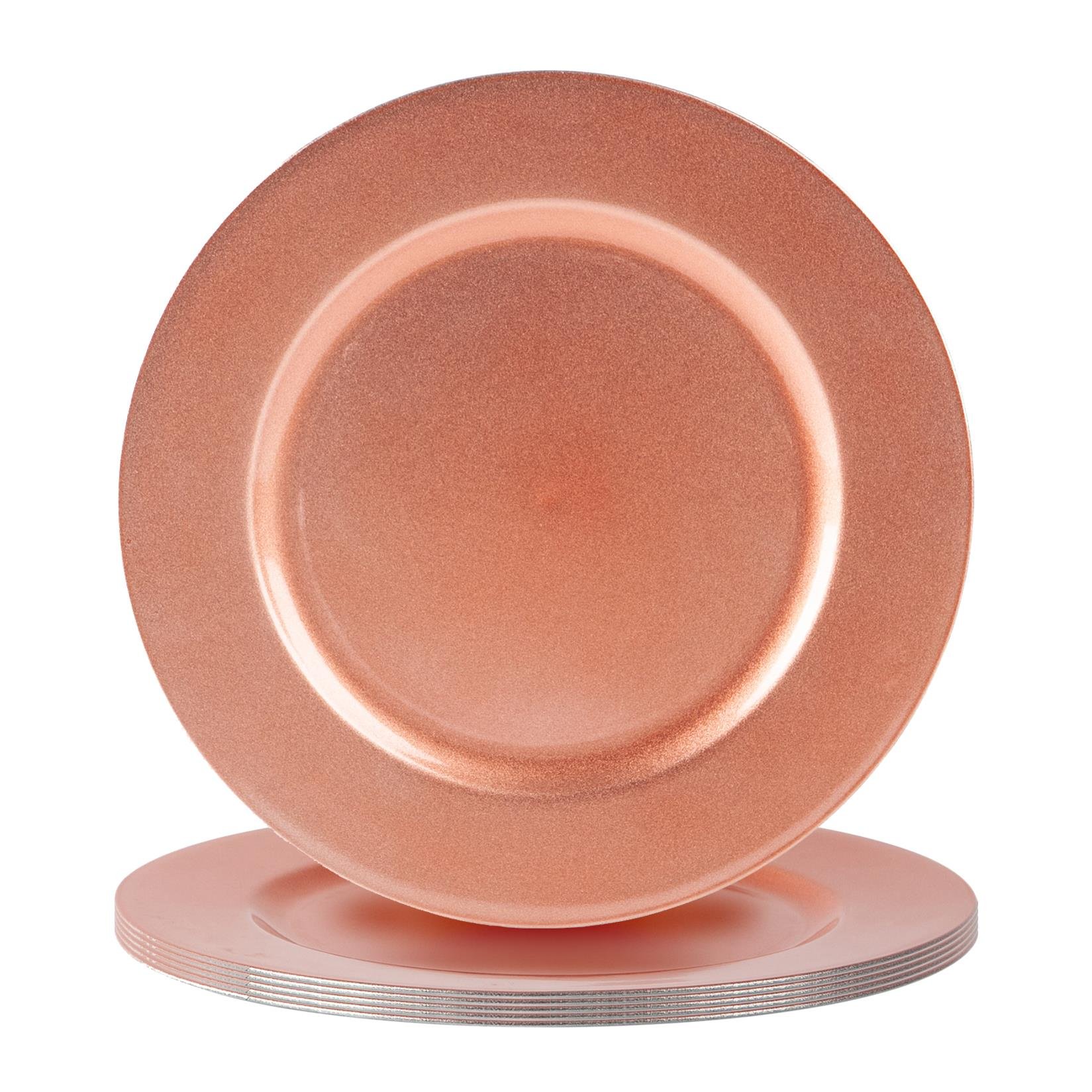 Argon Tableware Metallic Charger Plates - Rose Gold - Set of 6