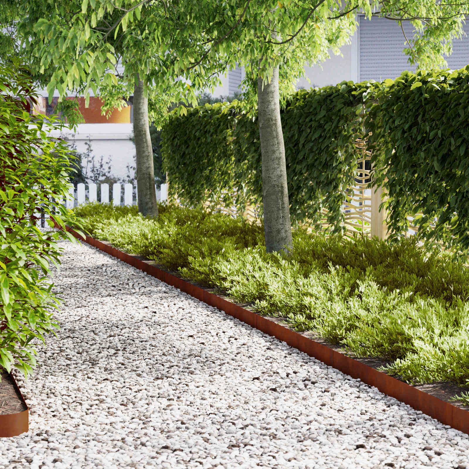 Walplus Pack of 30 Weathering Steel Lawn Edging - Rusty - 100 x 0.05 x 15 cm