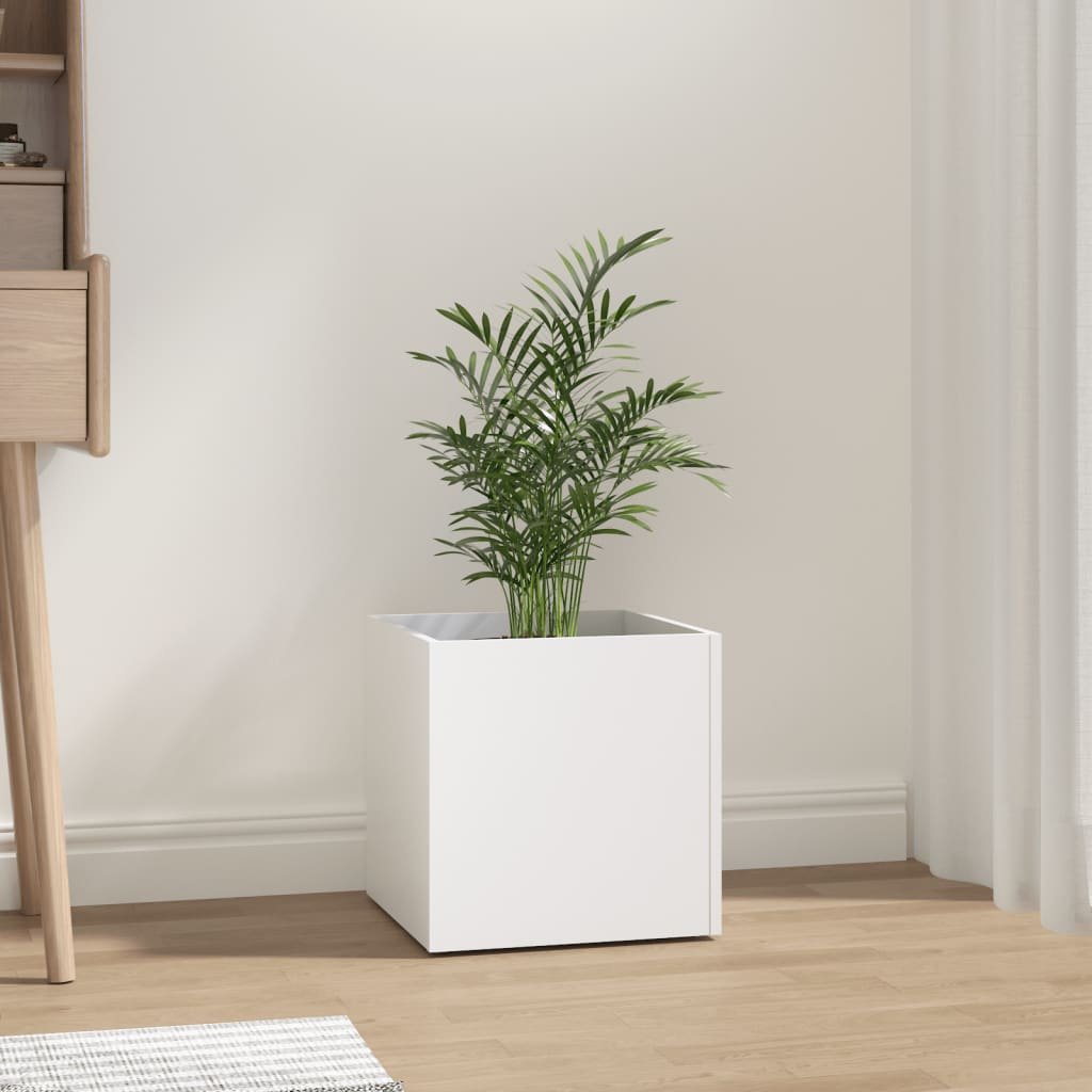 Walplus Wood Garden Planter - White - 40 x 40 x 40 cm