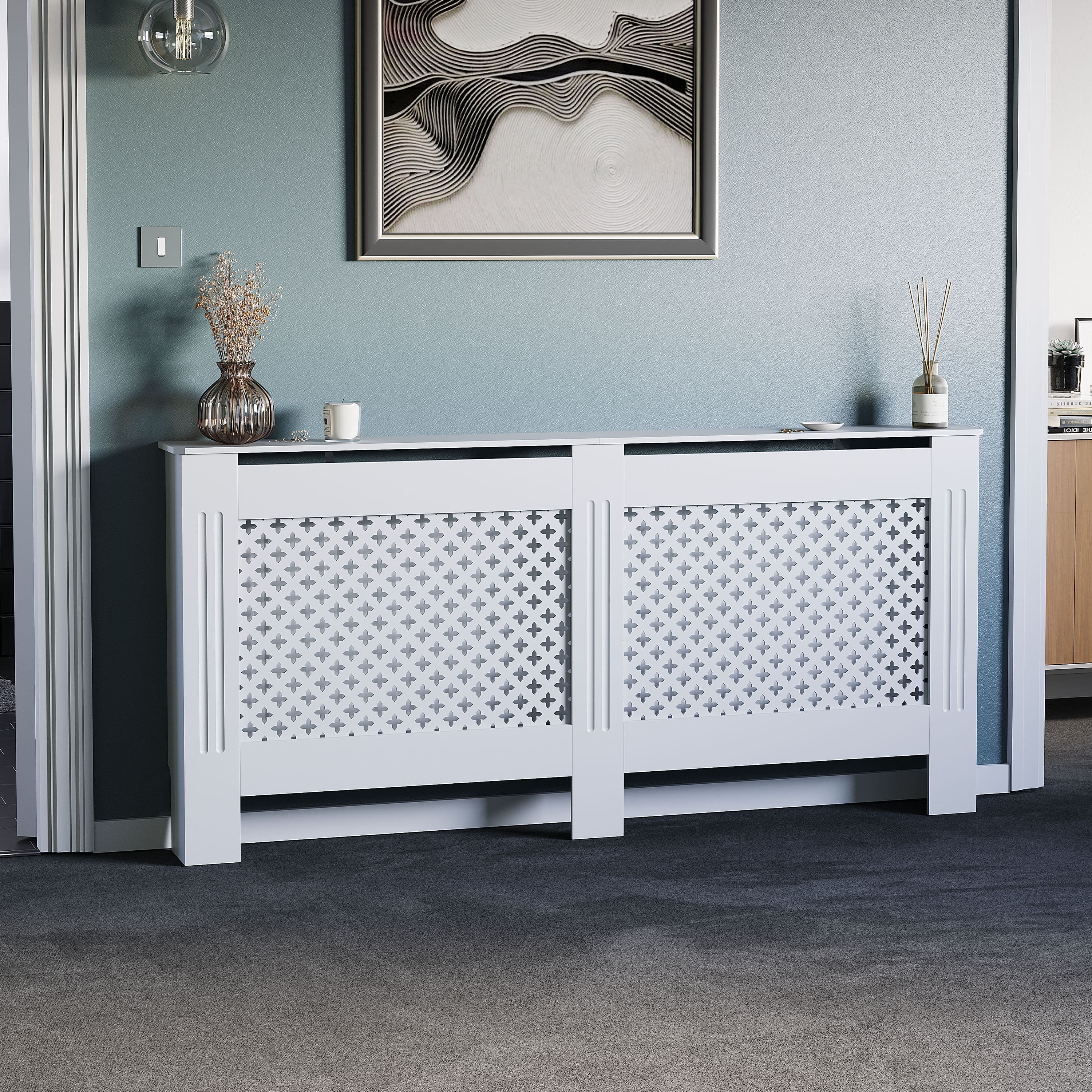 Vida Designs Oxford Extra Large Radiator Cover - White