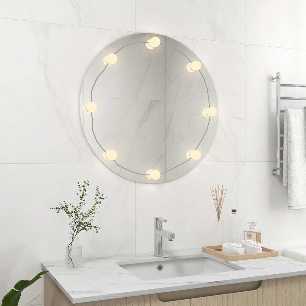Walplus LED Round Glass Wall Mirror - Silver - 70 cm