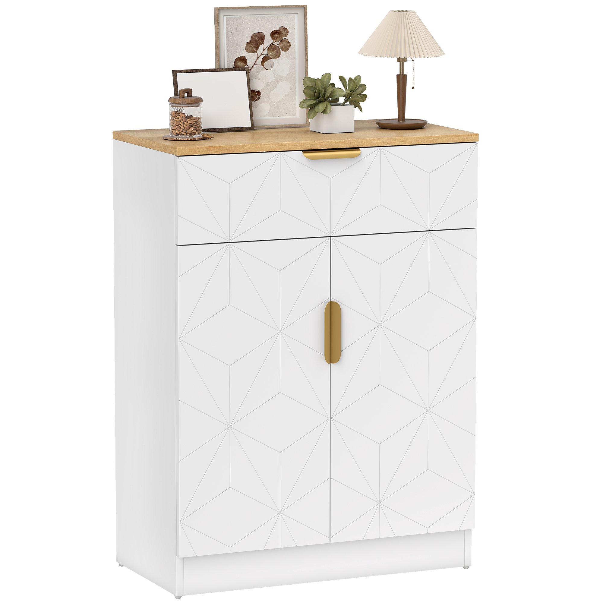 HOMCOM Modern Storage Sideboard with Adjustable Shelves - White