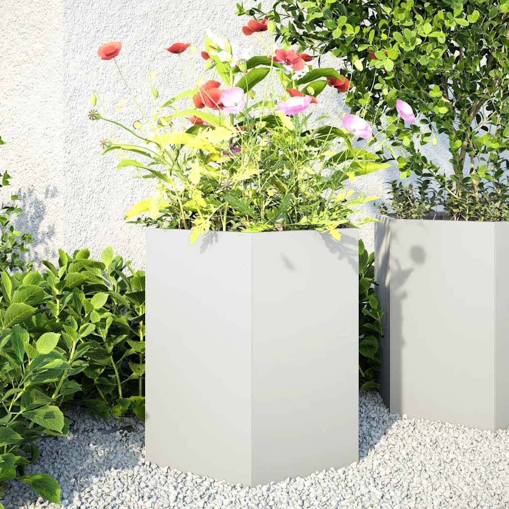 Walplus Pack of 2 Steel Garden Planter - White - 46 x 40 x 45 cm