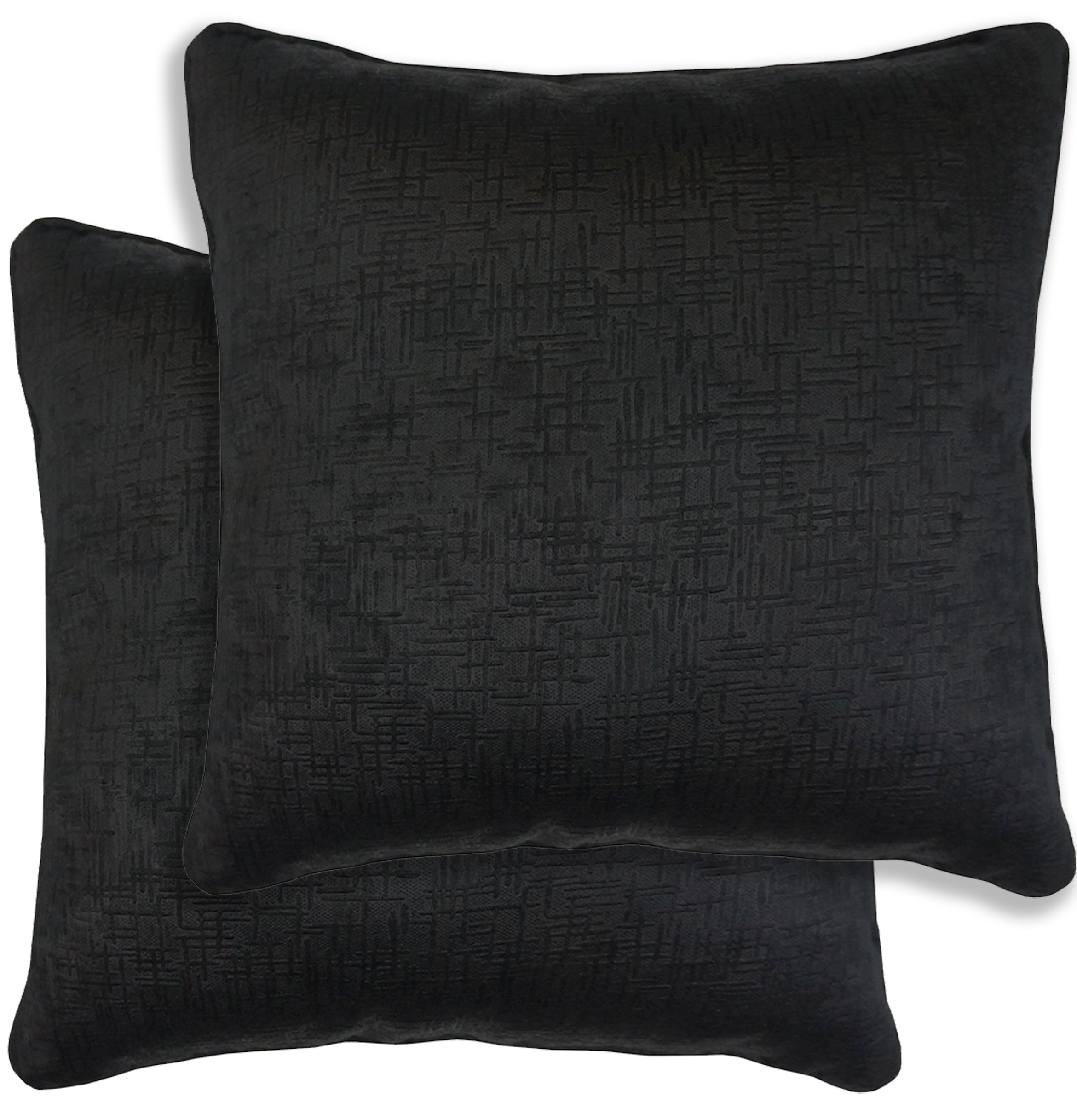 Enhanced Living Vogue Textured Cushion Covers - 43 x 43cm - Black
