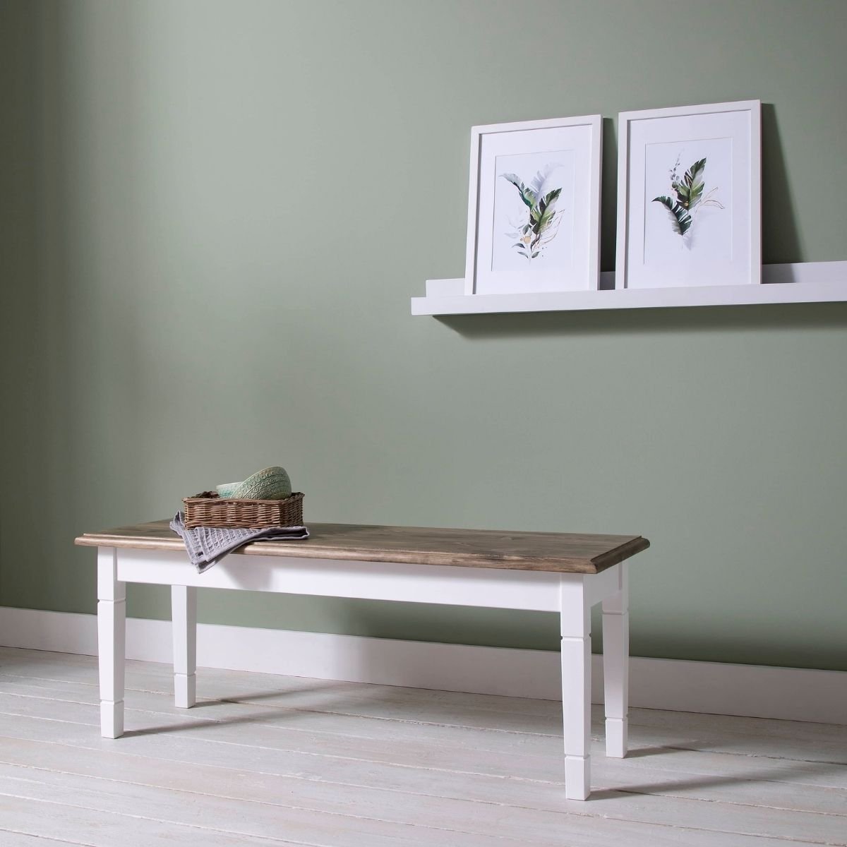 Noa & Nani Canterbury 127cm Dining Bench - White & Dark Pine