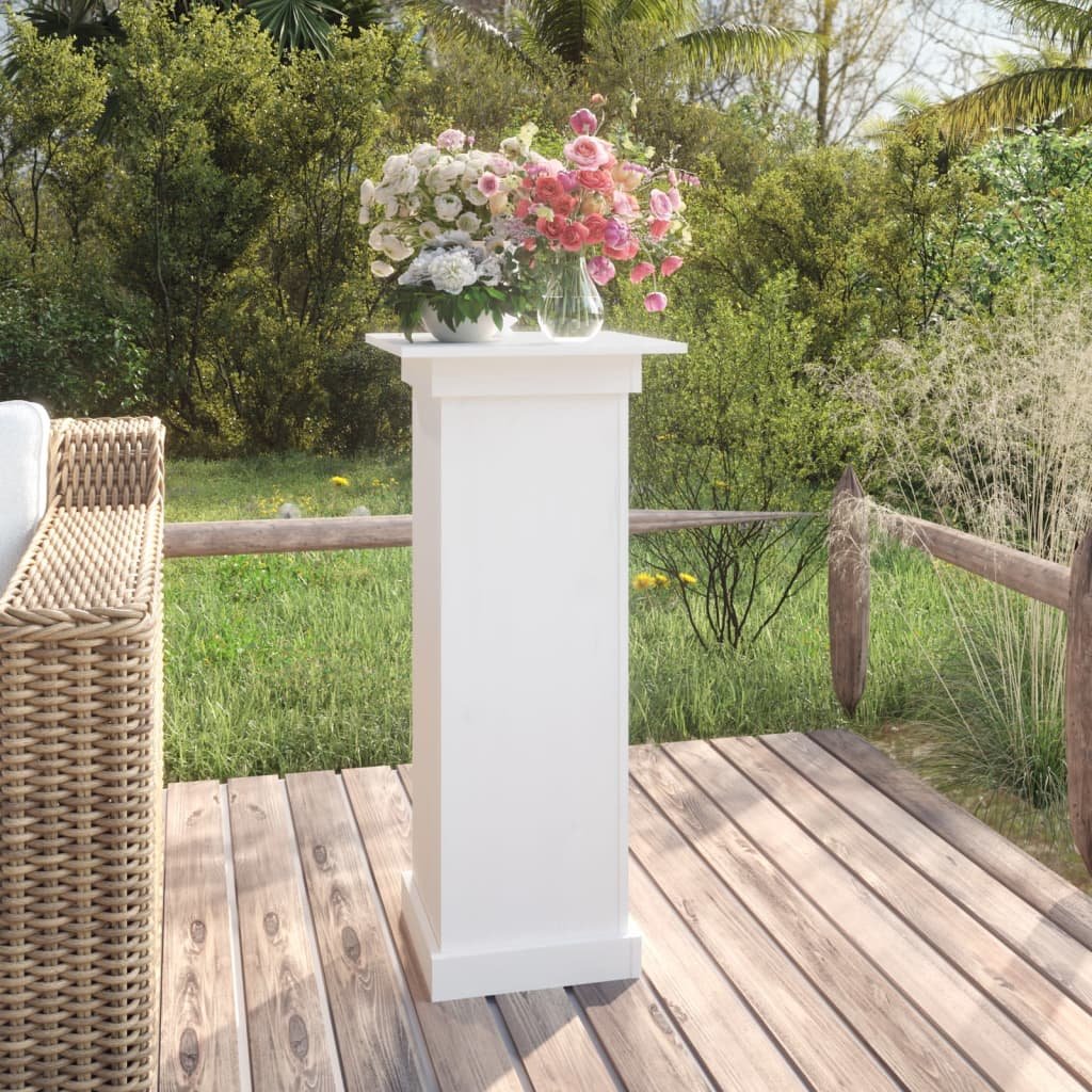 Walplus Solid Wood Flower Stand - White - 40 x 40 x 90 cm