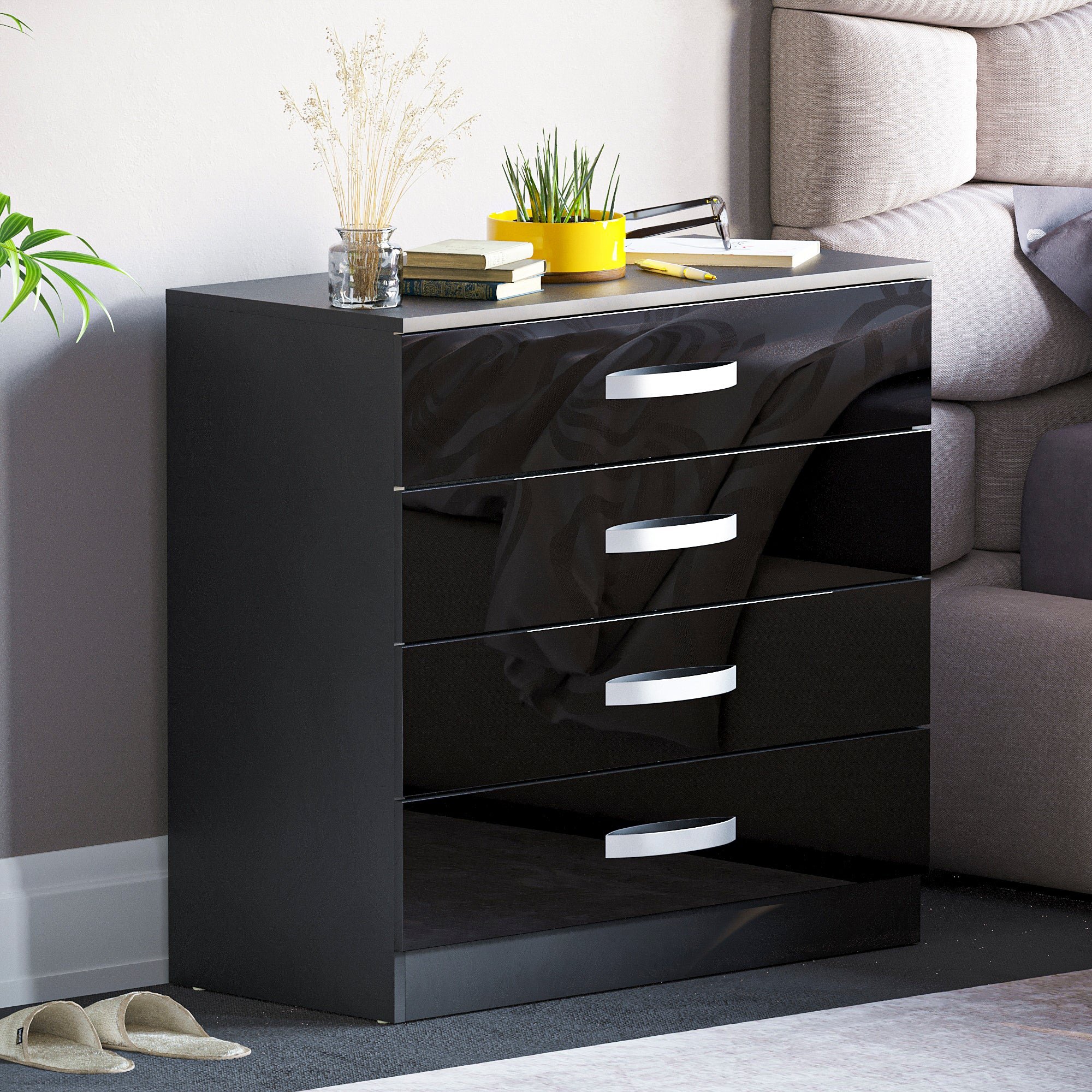 Vida Designs Hulio 4 Drawer Chest - Black