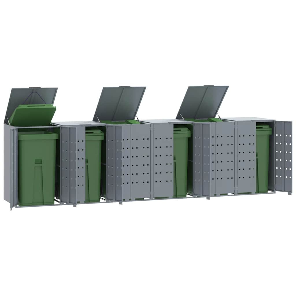 Walplus Steel Wheelie Bin Store - Grey - 414 x 79 x 117 cm