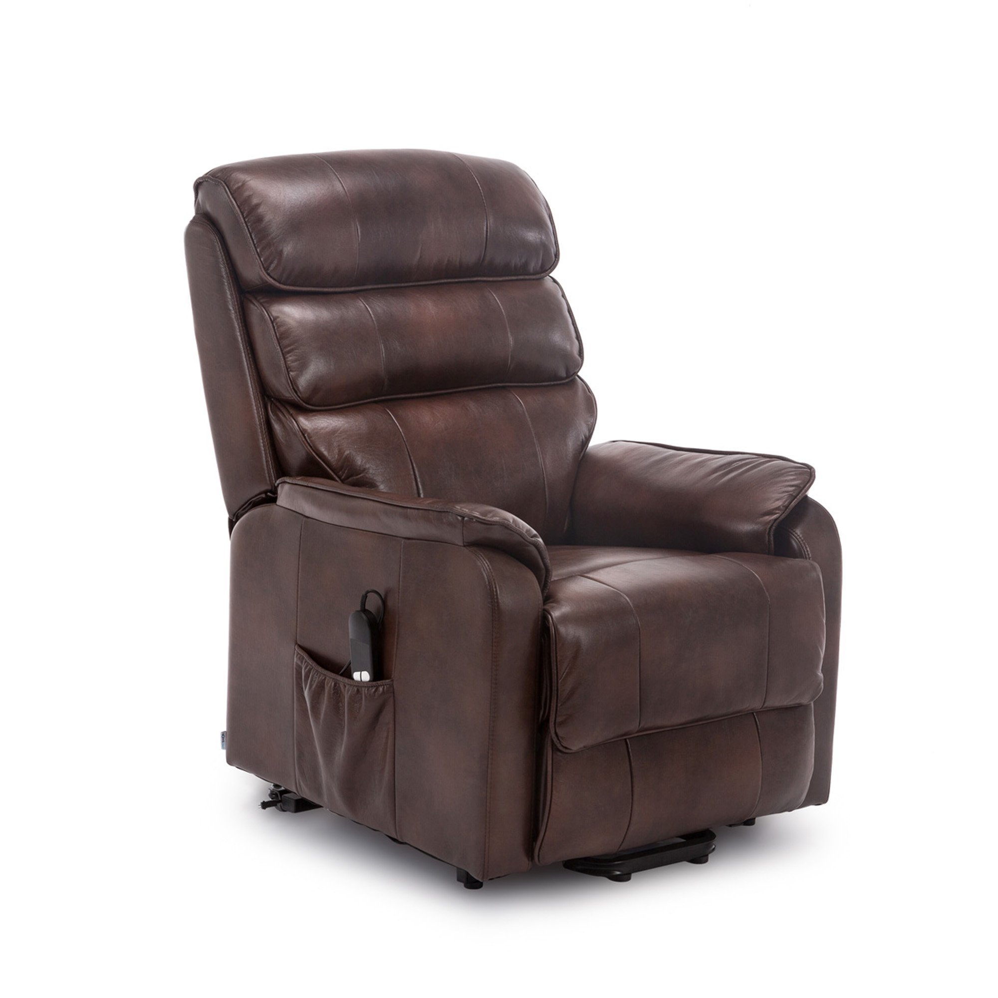 Furniture Online Buckingham Single Motor Rise Recliner Leather Chair - Brown