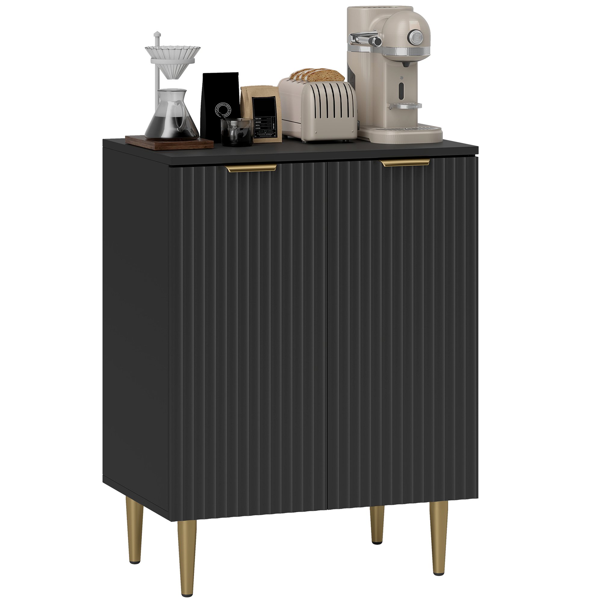 HOMCOM Modern Storage Sideboard with 2 Doors and Metal Legs - Black
