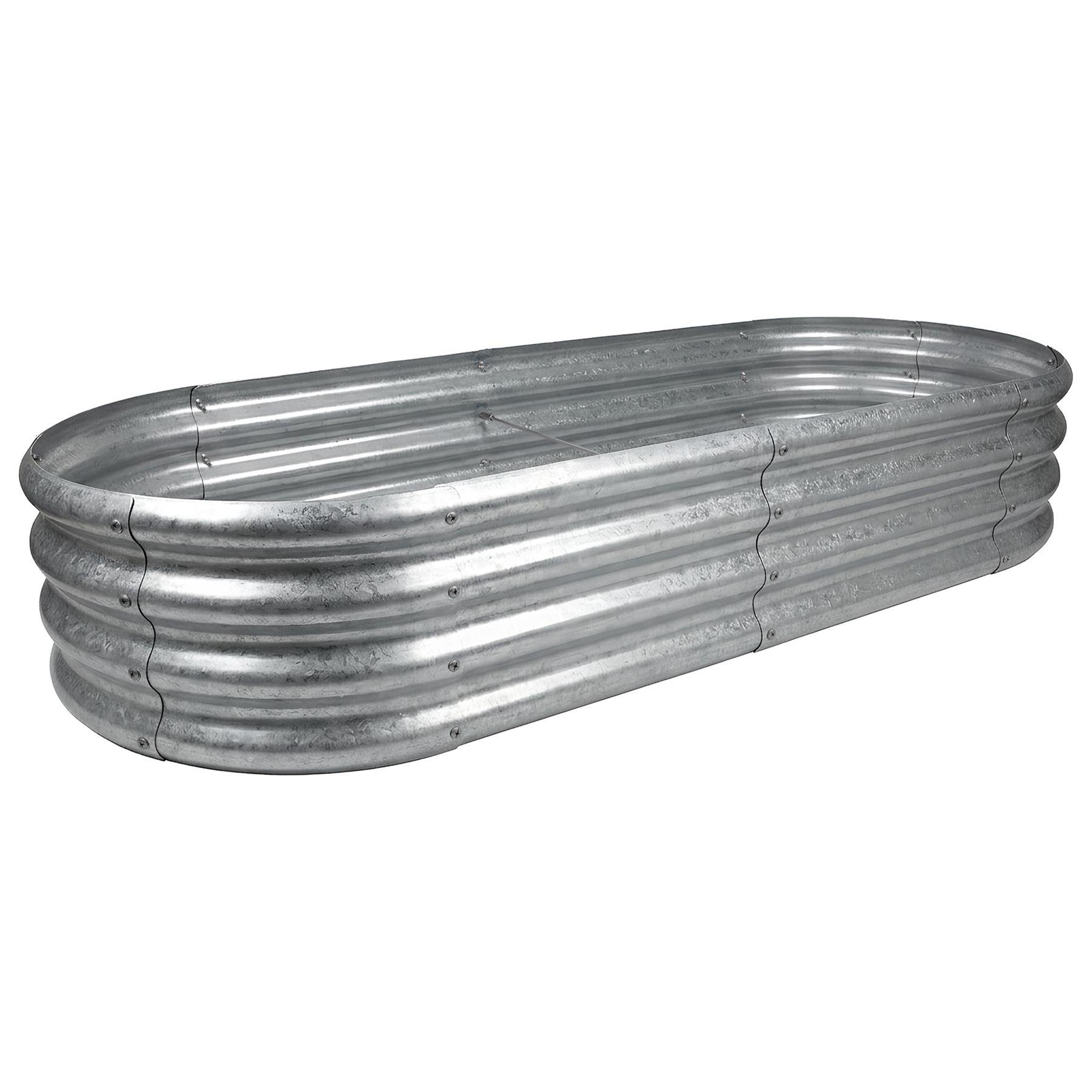 Harbour Housewares Rounded Steel Raised Garden Bed 180cm x 90cm - Silver