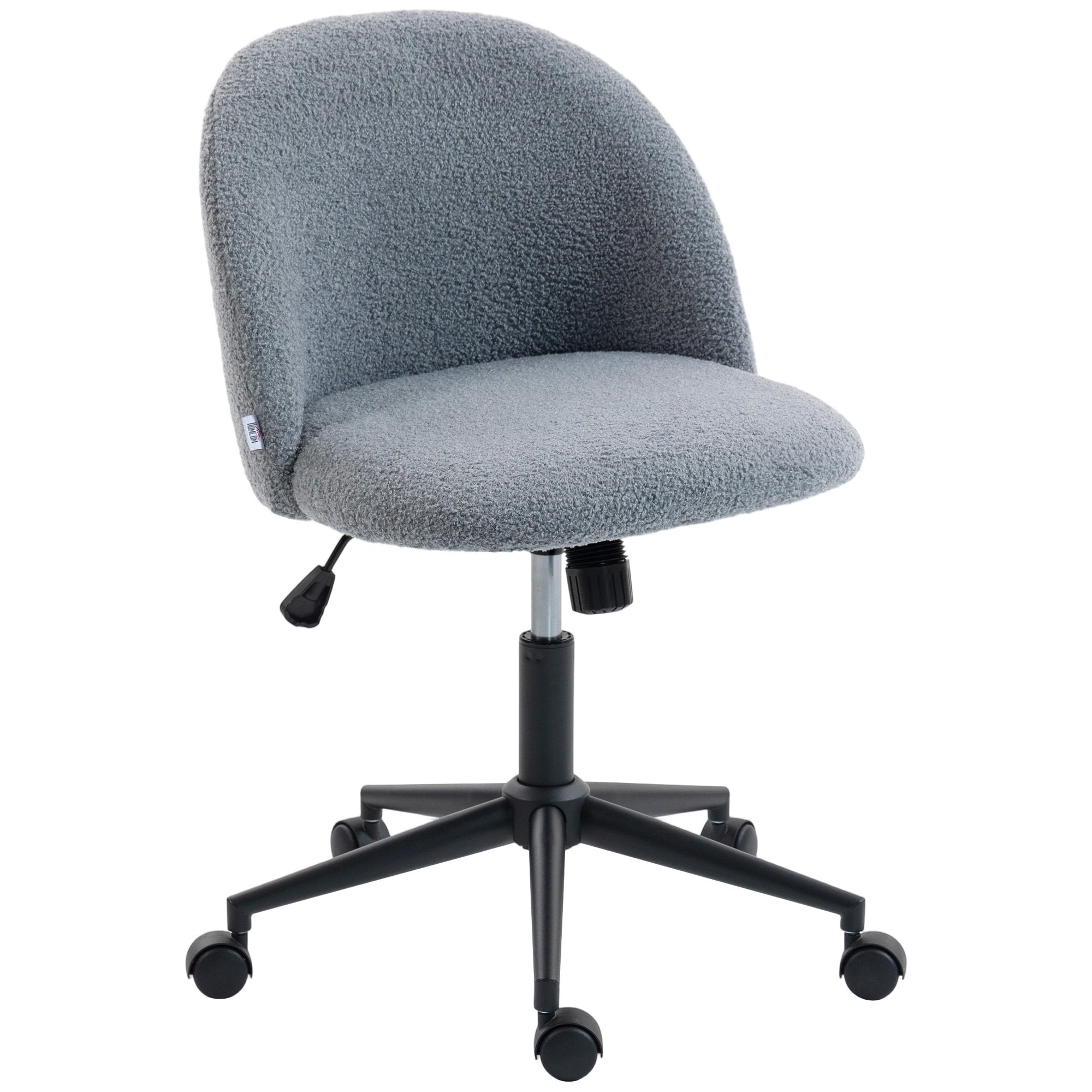 HOMCOM Teddy Fleece Armless Swivel Office Desk Chair - Charcoal Grey