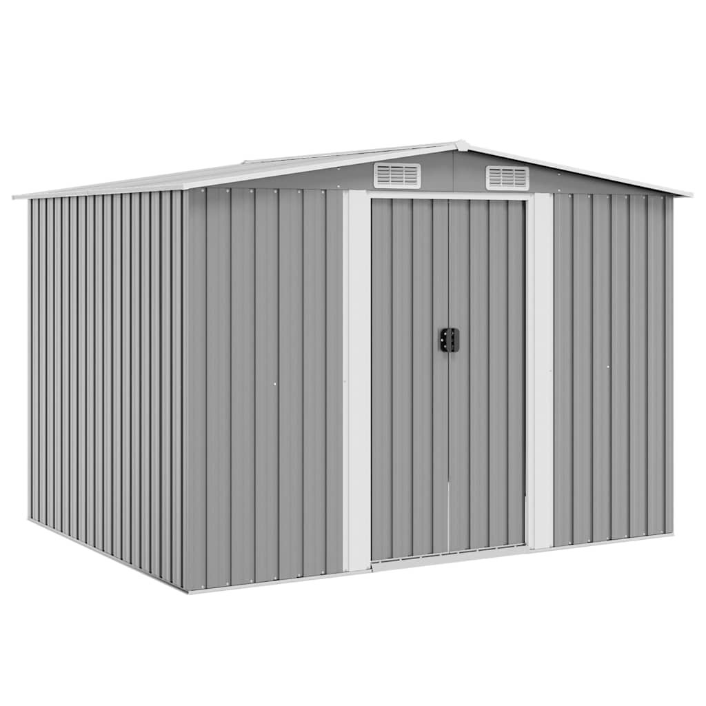 Walplus Galvanised Steel Garden Storage Shed Metal - Grey - 257 x 205 x 178 cm