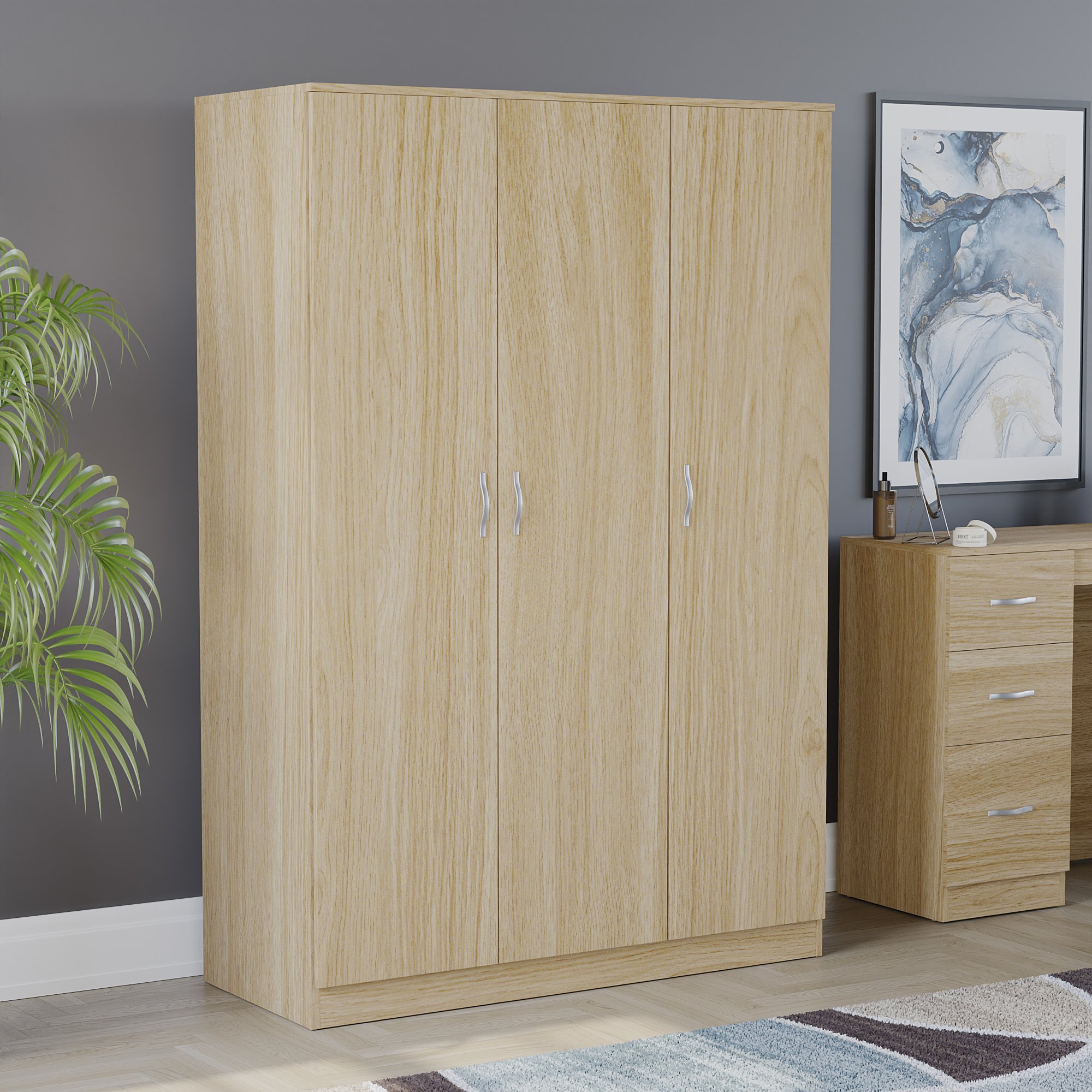 Vida Designs Riano 3 Door Wardrobe - Pine