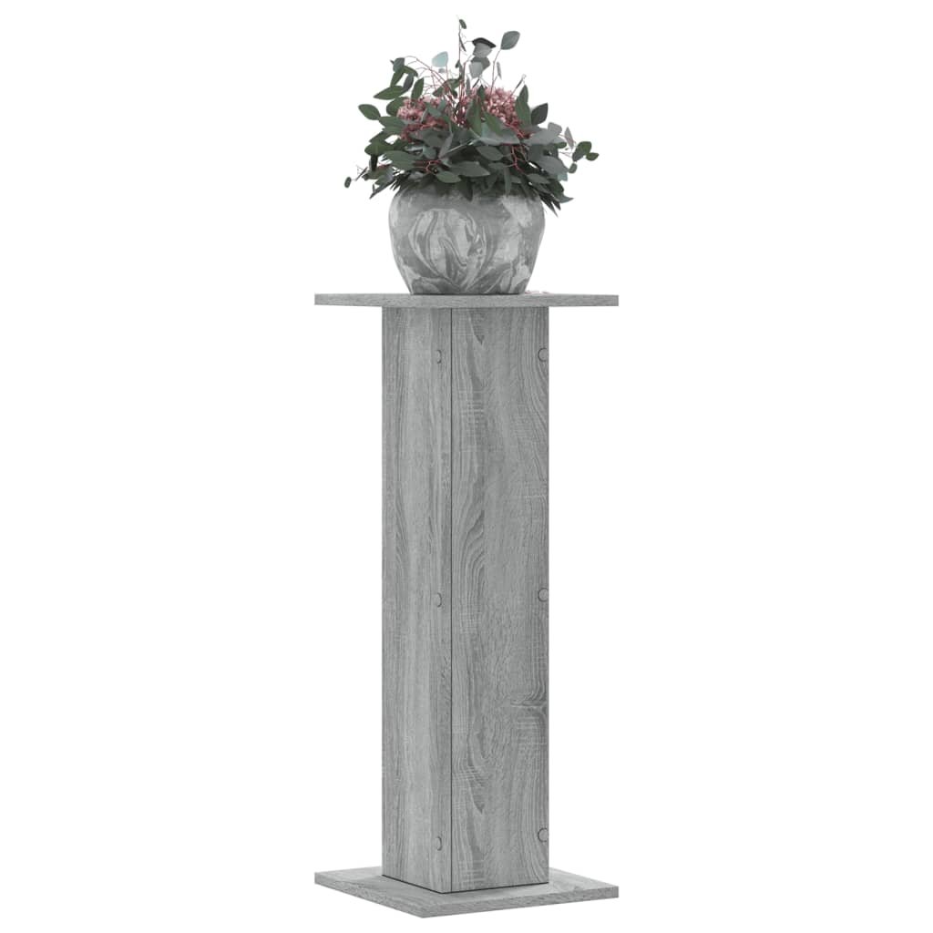 Walplus Pack of 2 Engineered Wood Plant Stand - Grey Sonoma - 30x30x80 cm